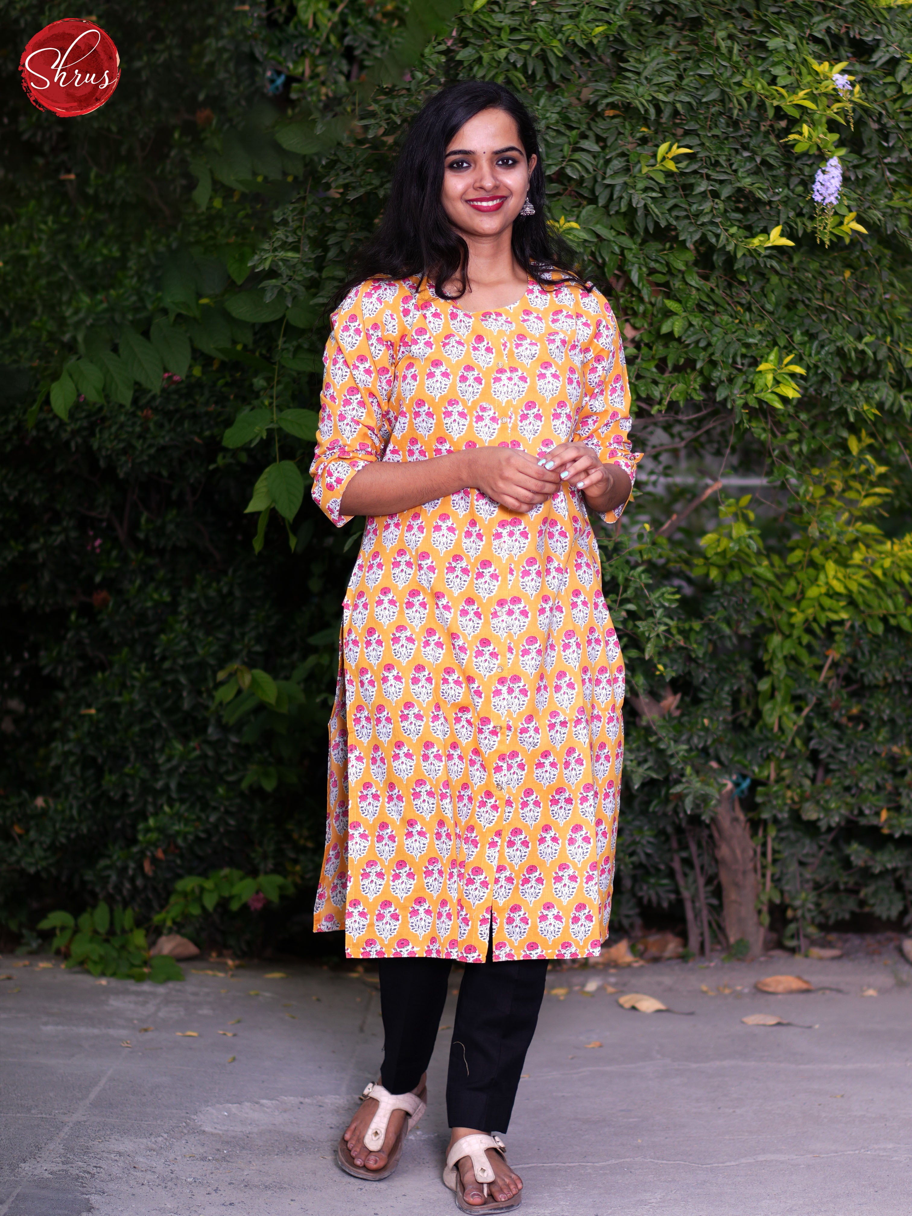 Mustard   - Casual Printed Readymade Kurti - Shop on ShrusEternity.com