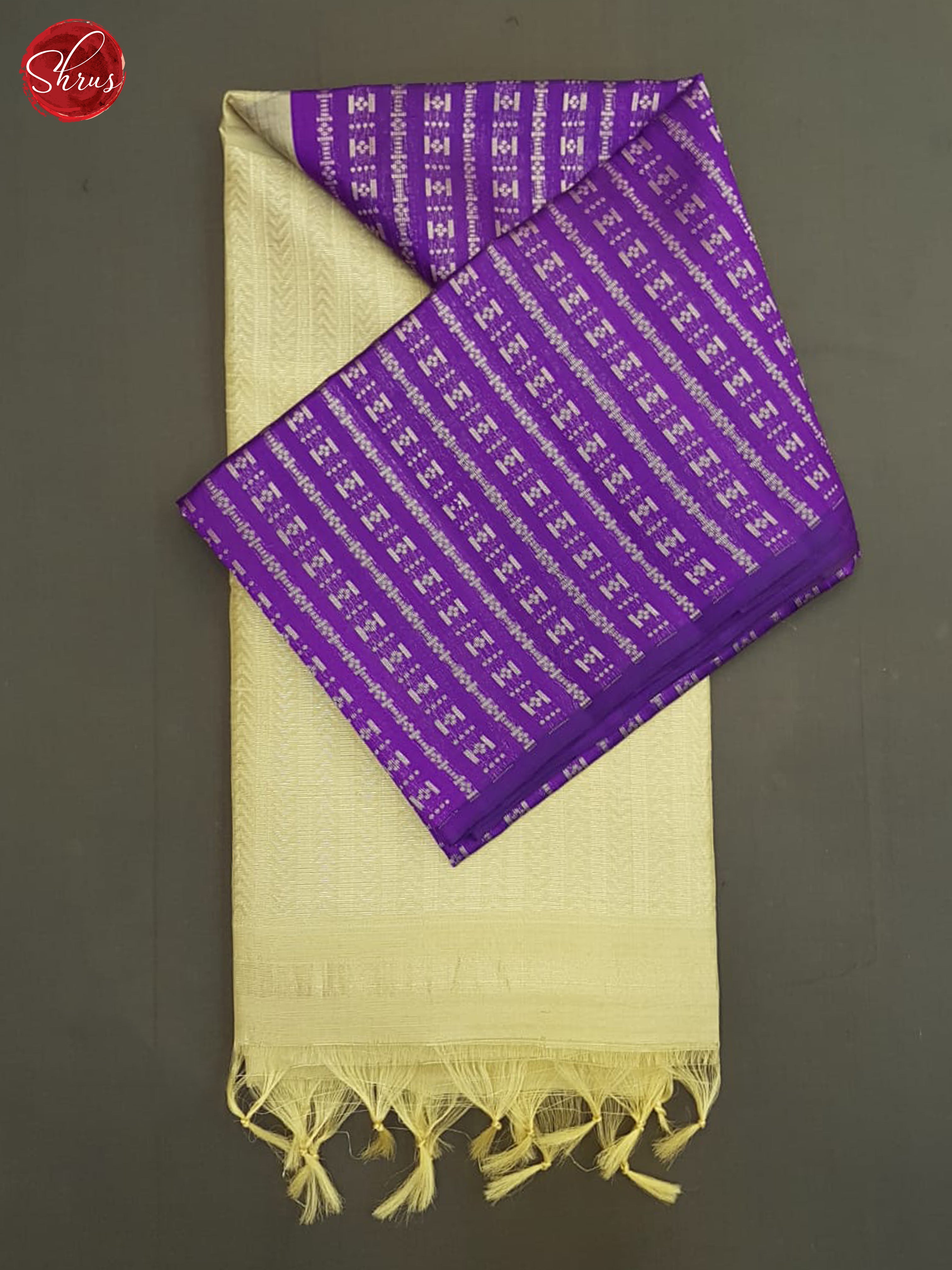 Purple and Grey - Raw Silk Saree - Shop on ShrusEternity.com