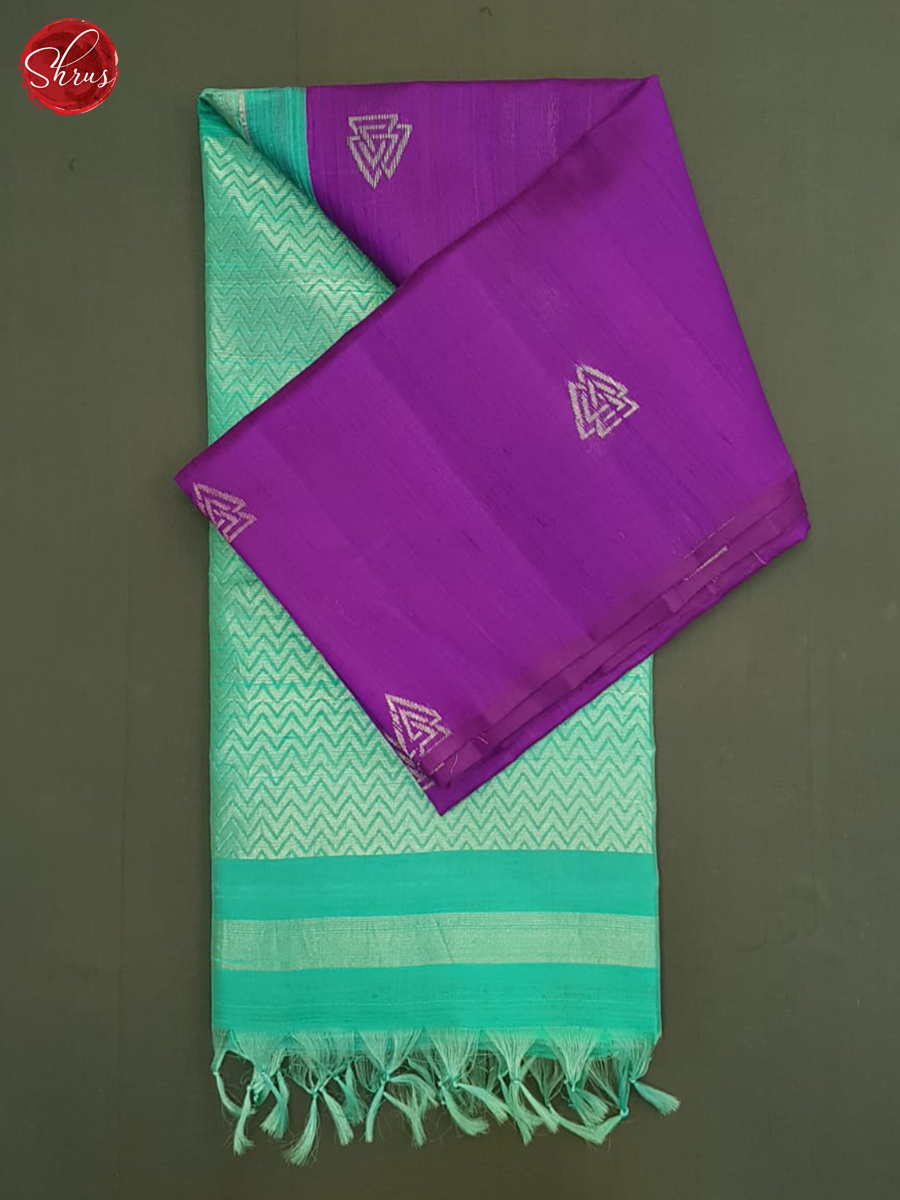 Purple and Teal Green - Raw Silk Saree - Shop on ShrusEternity.com