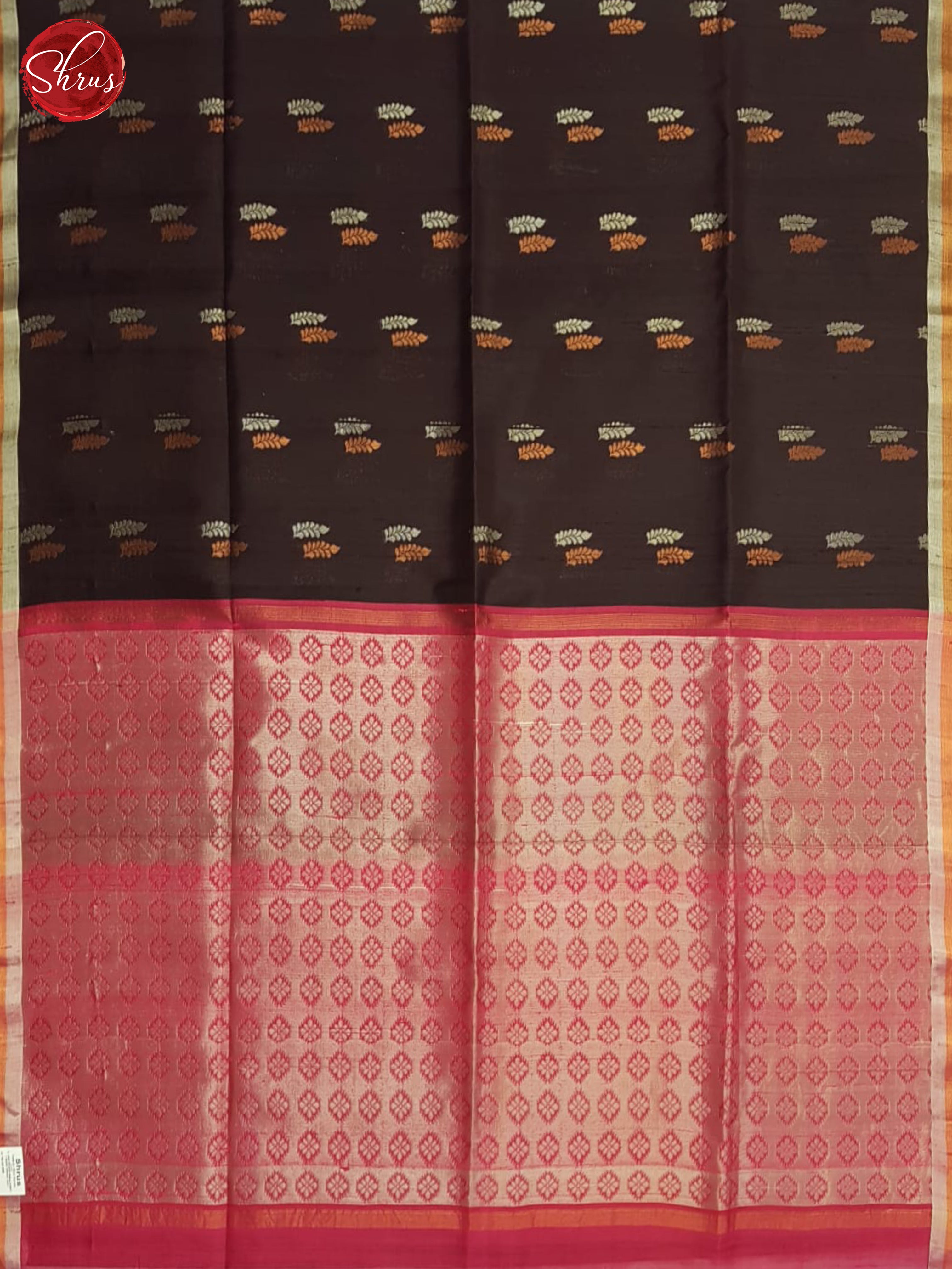 Brown and Pink- Raw Silk Saree - Shop on ShrusEternity.com