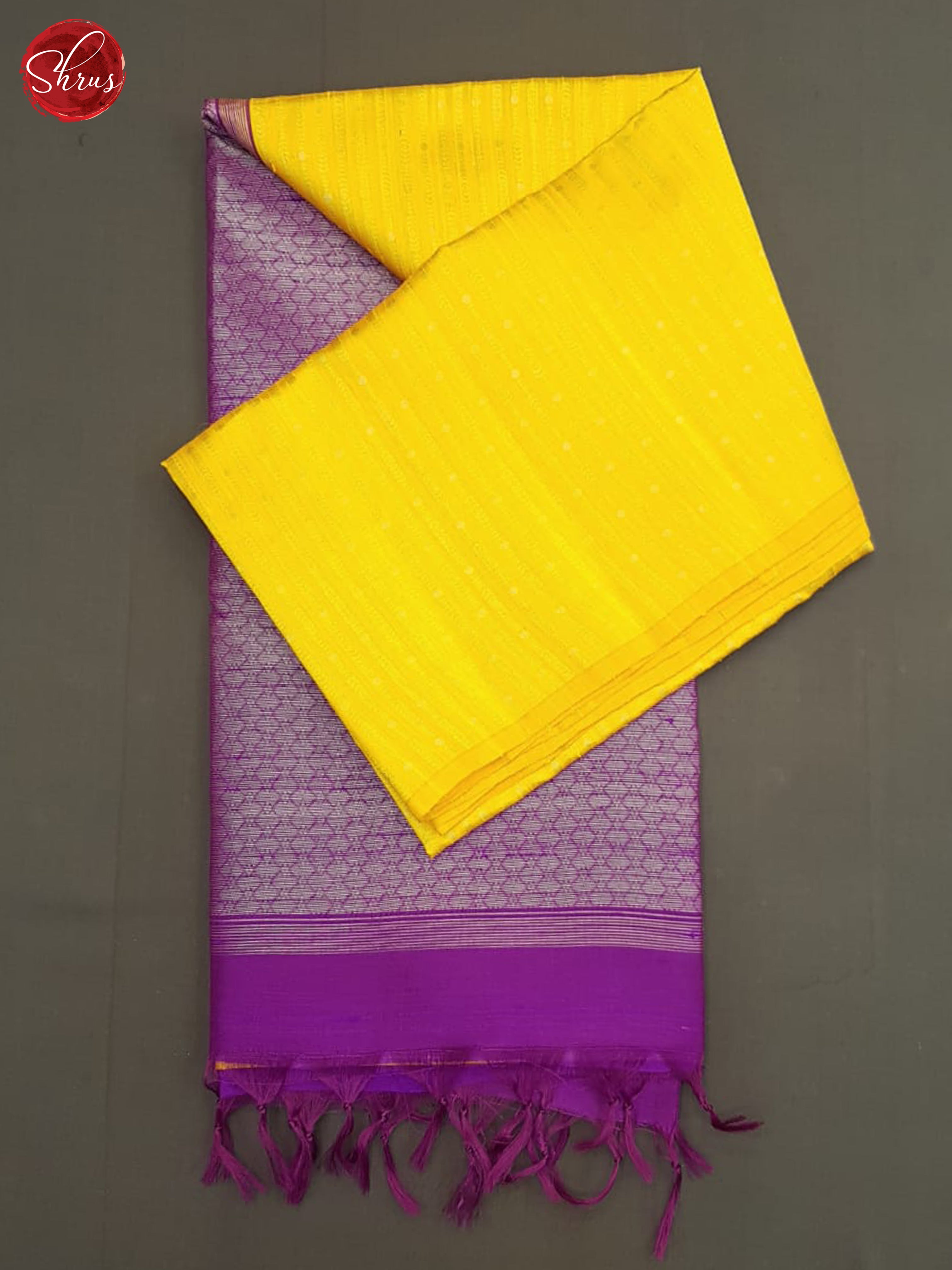 Yellow and purple- Raw Silk Saree - Shop on ShrusEternity.com