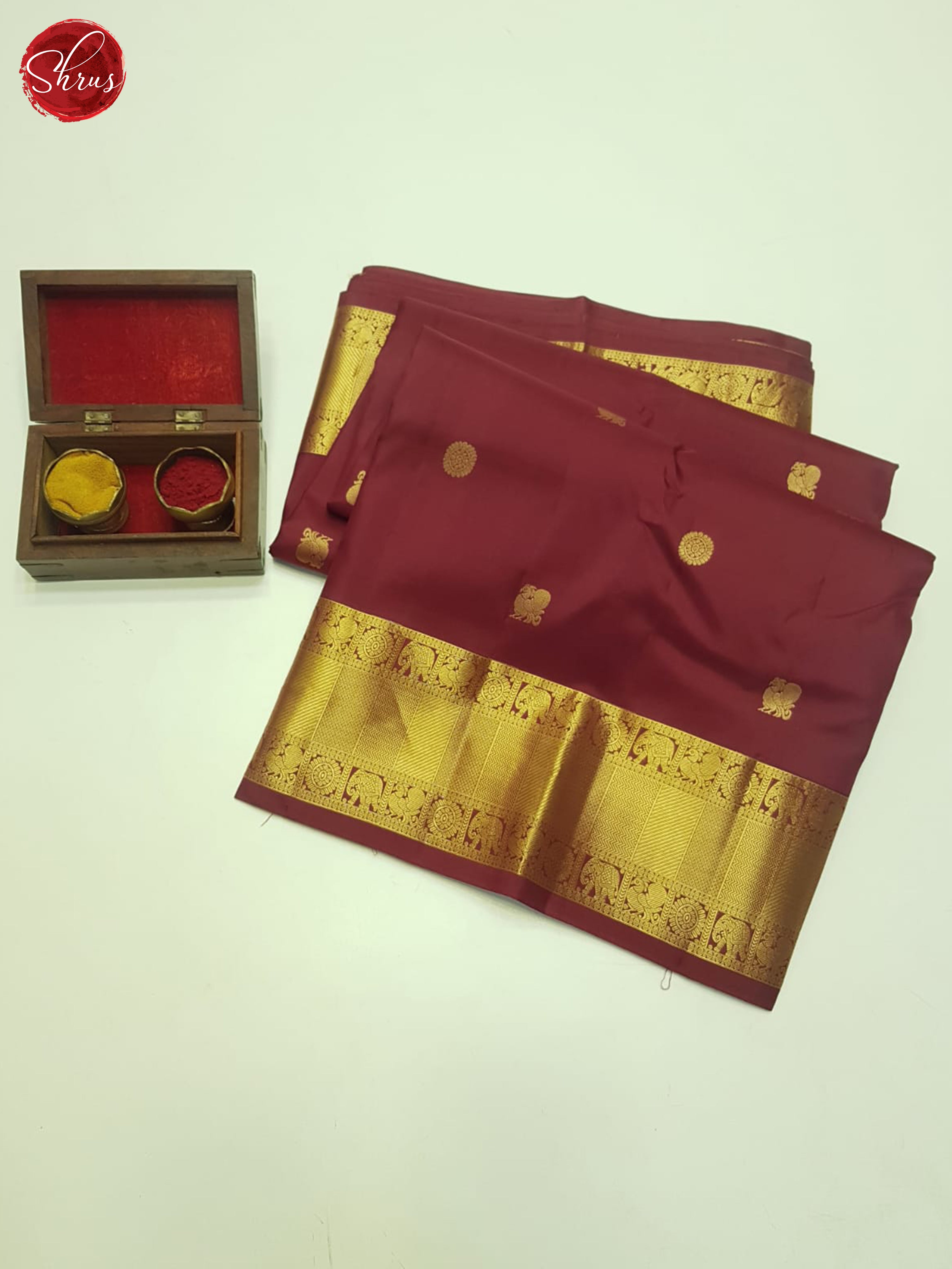 Arakku Maroon(Single Tone)- Kanchipuram Silk Saree - Shop on ShrusEternity.com