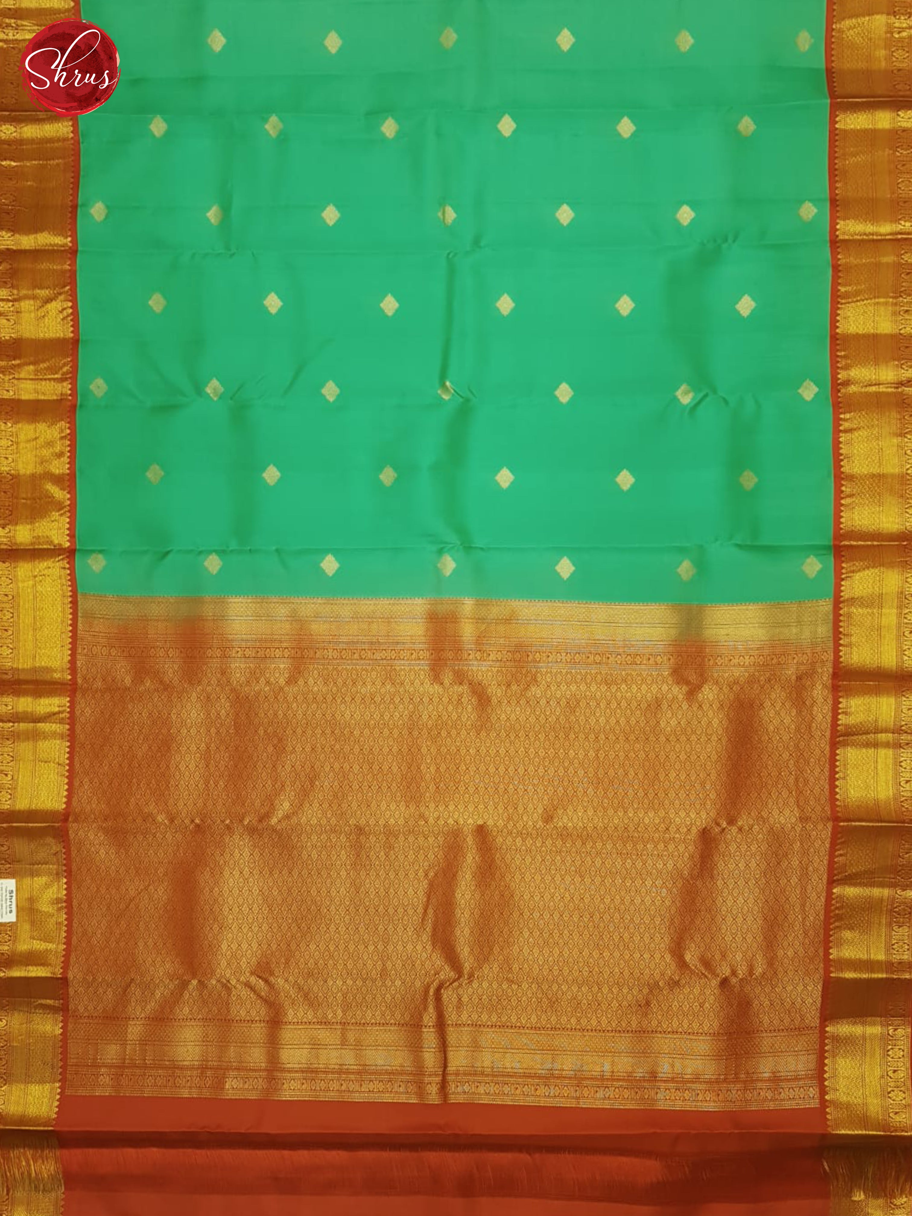 Teal Green And Red- Kanchipuram Silk Saree - Shop on ShrusEternity.com