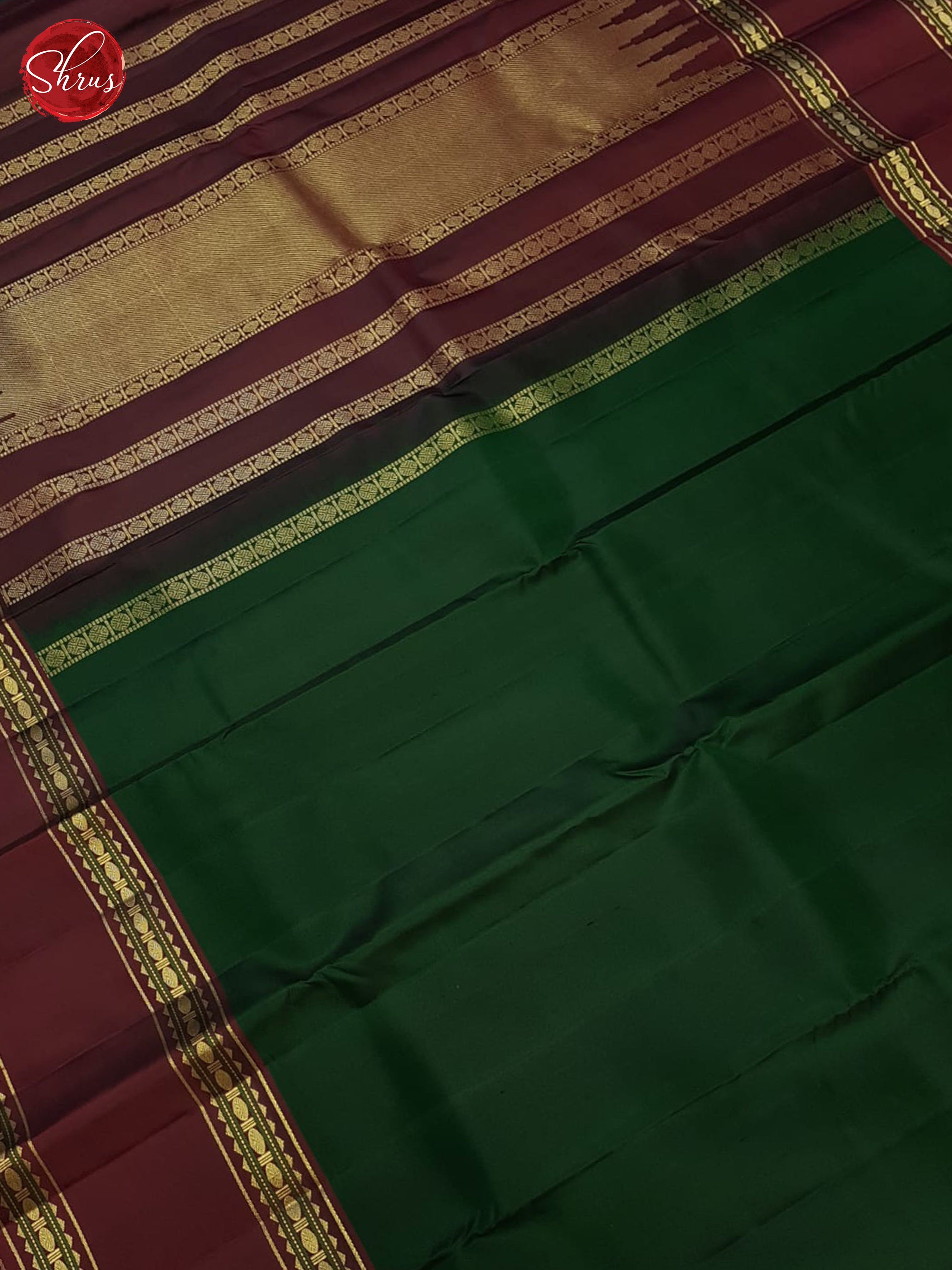 Green And Wine- Kanchipuram Silk Saree - Shop on ShrusEternity.com