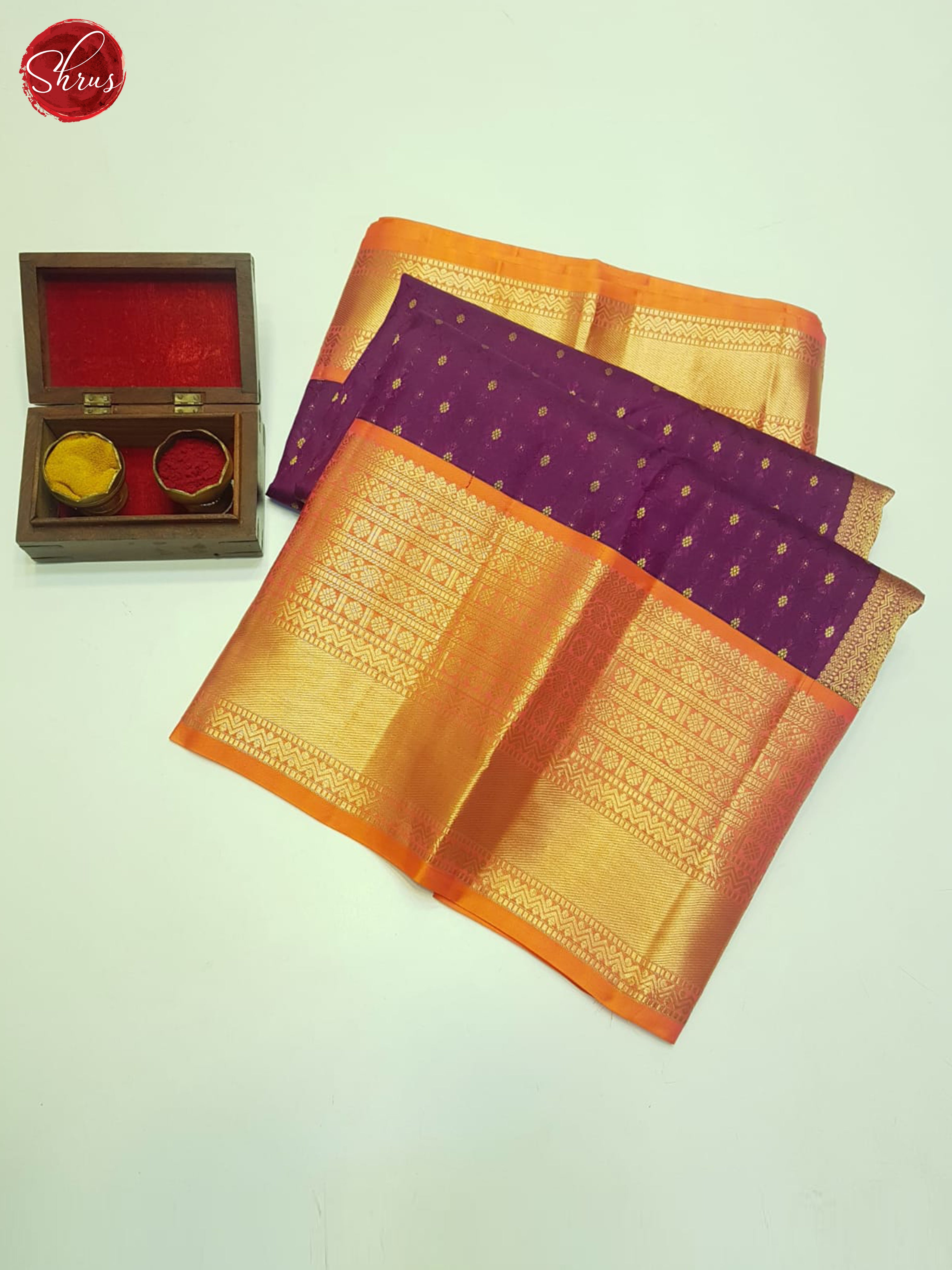 Wine And Orange- Kanchipuram SIlk Saree - Shop on ShrusEternity.com