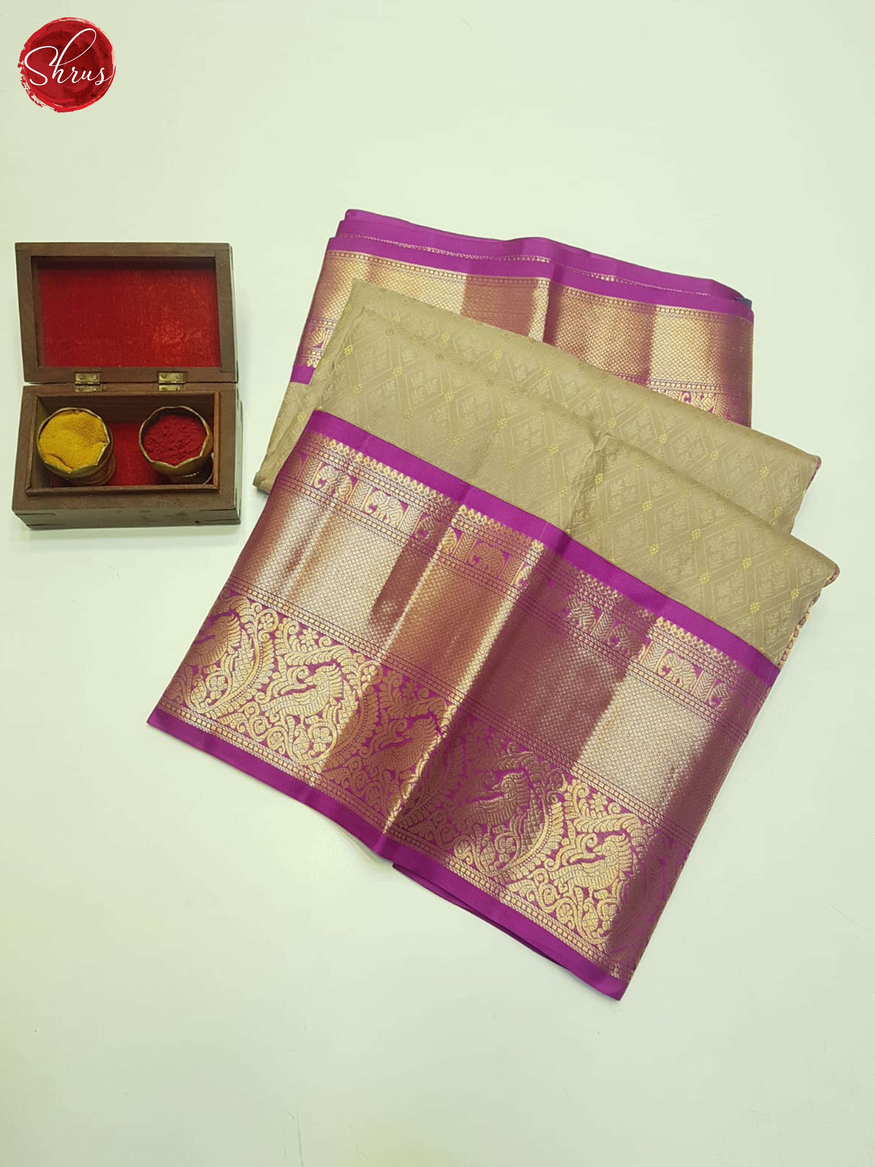 Grey Brown And Purple- Kanchipuram Silk Saree - Shop on ShrusEternity.com