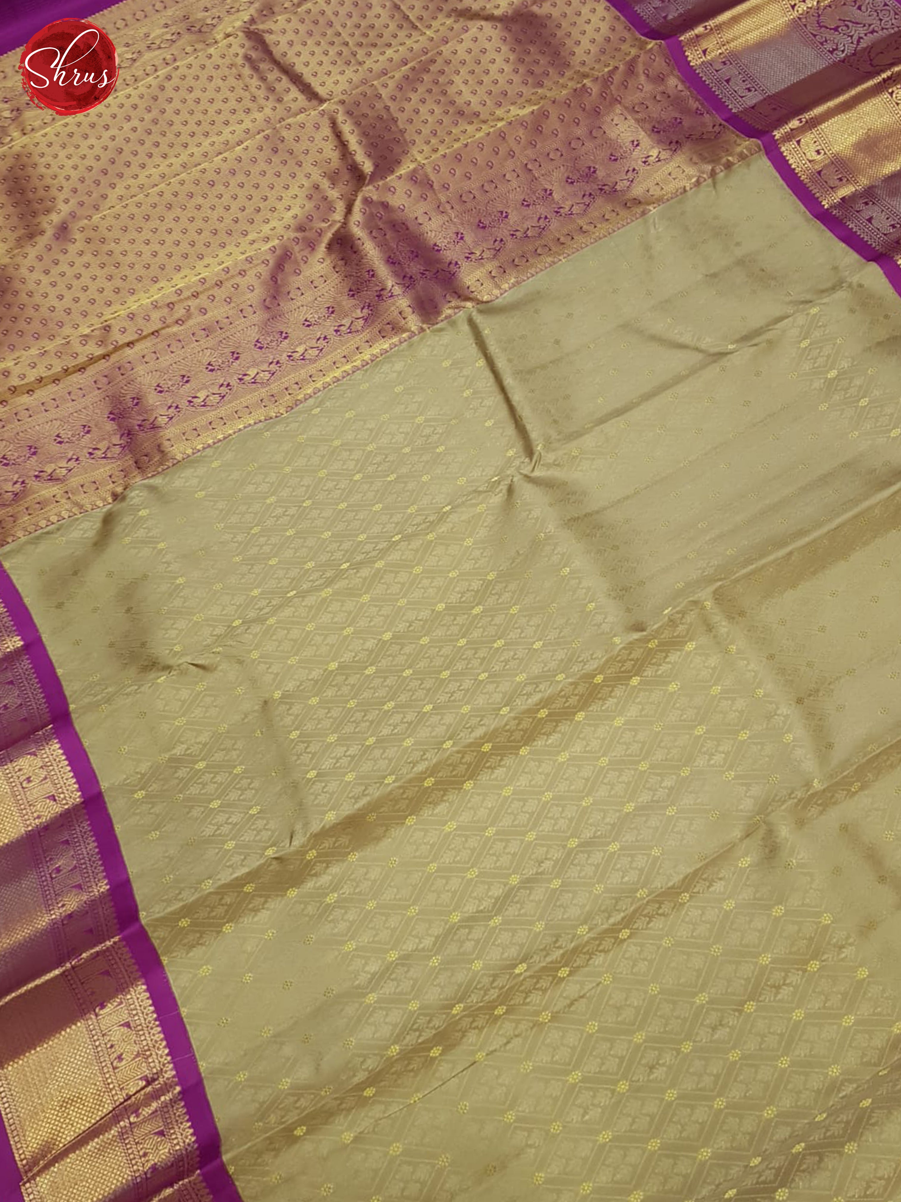 Grey Brown And Purple- Kanchipuram Silk Saree - Shop on ShrusEternity.com