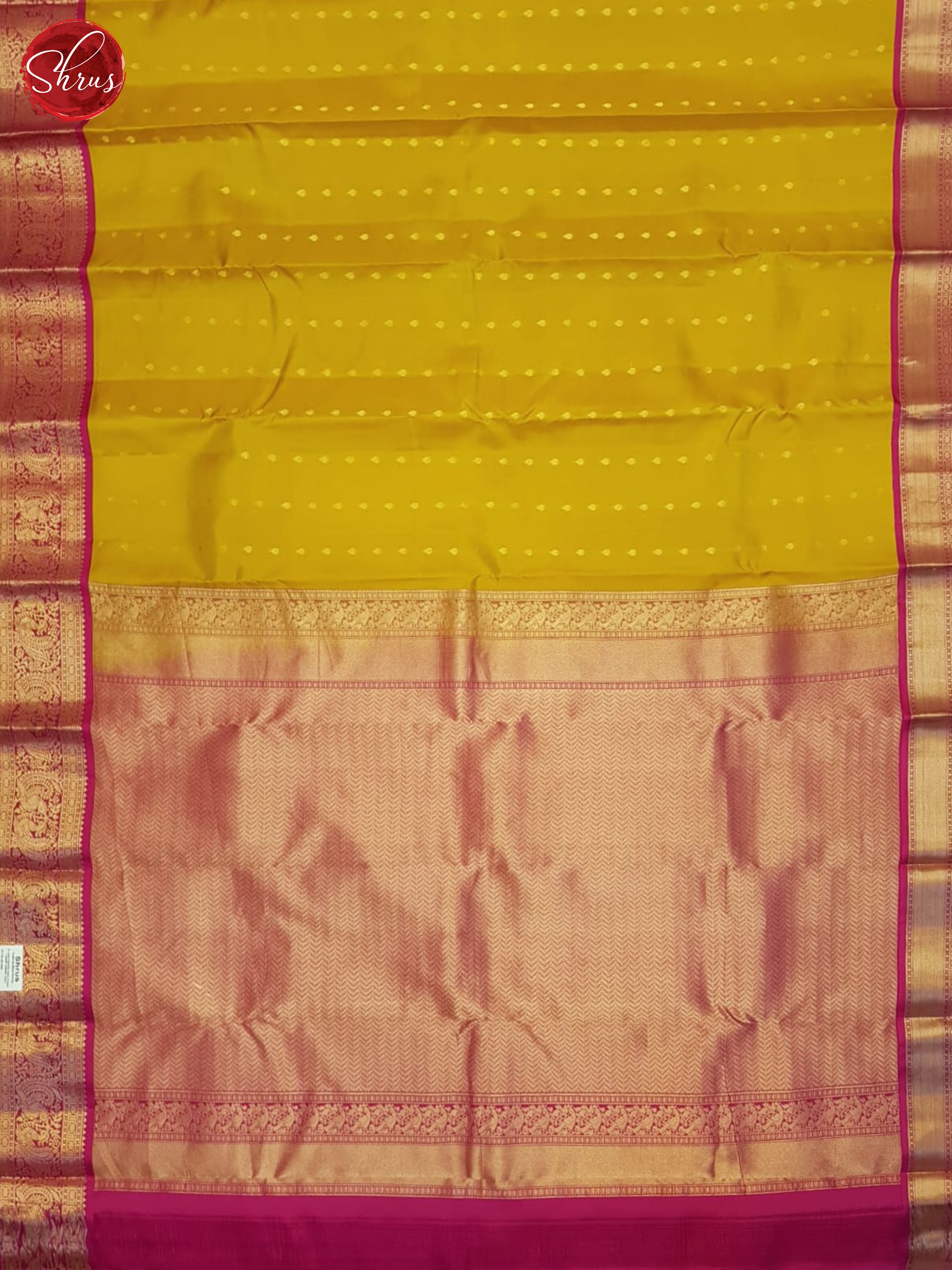 Mustard And Pink-Kanchipuram Silk Saree - Shop on ShrusEternity.com