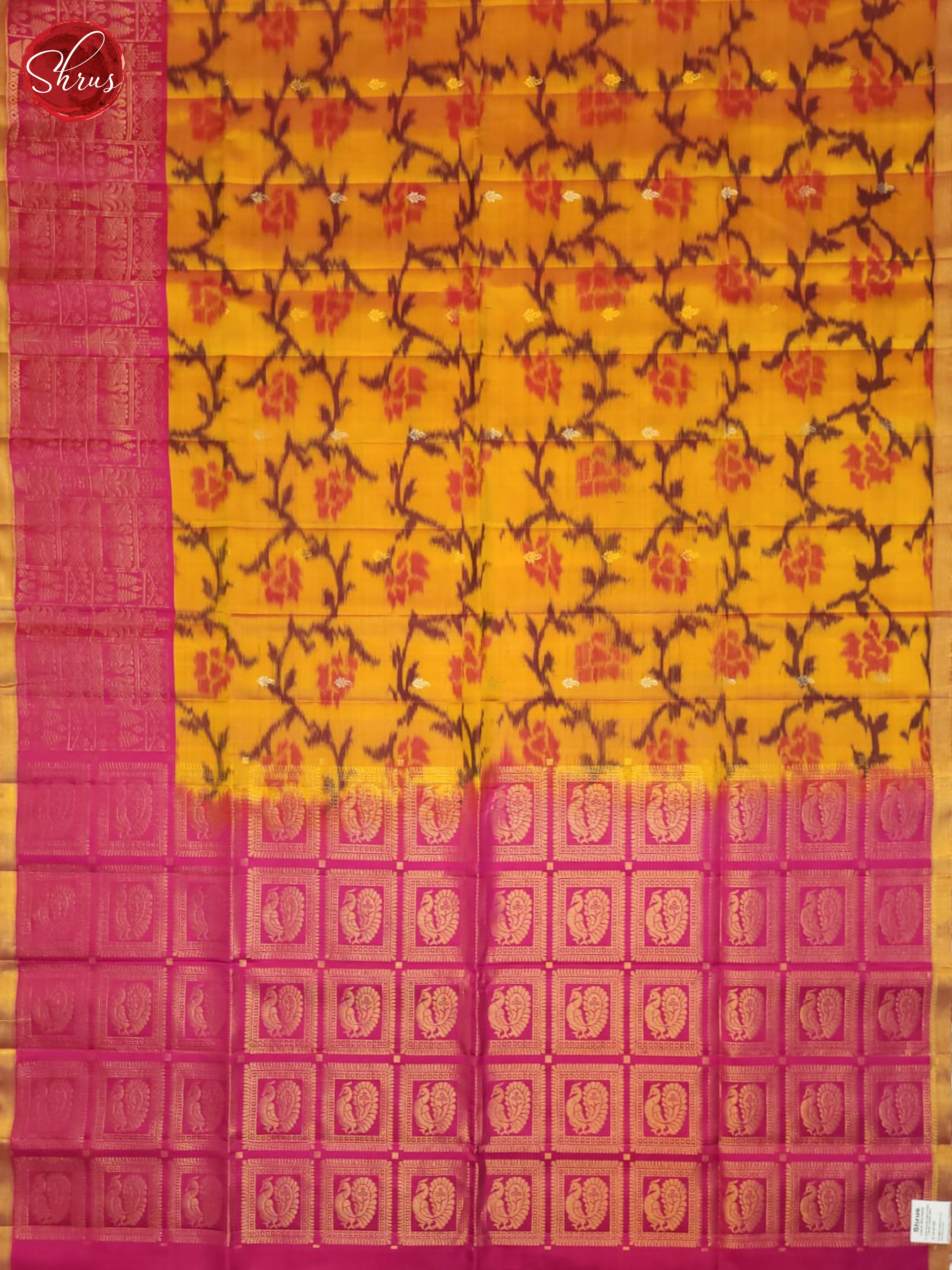 Mustard And Pink- Soft Silk Saree - Shop on ShrusEternity.com