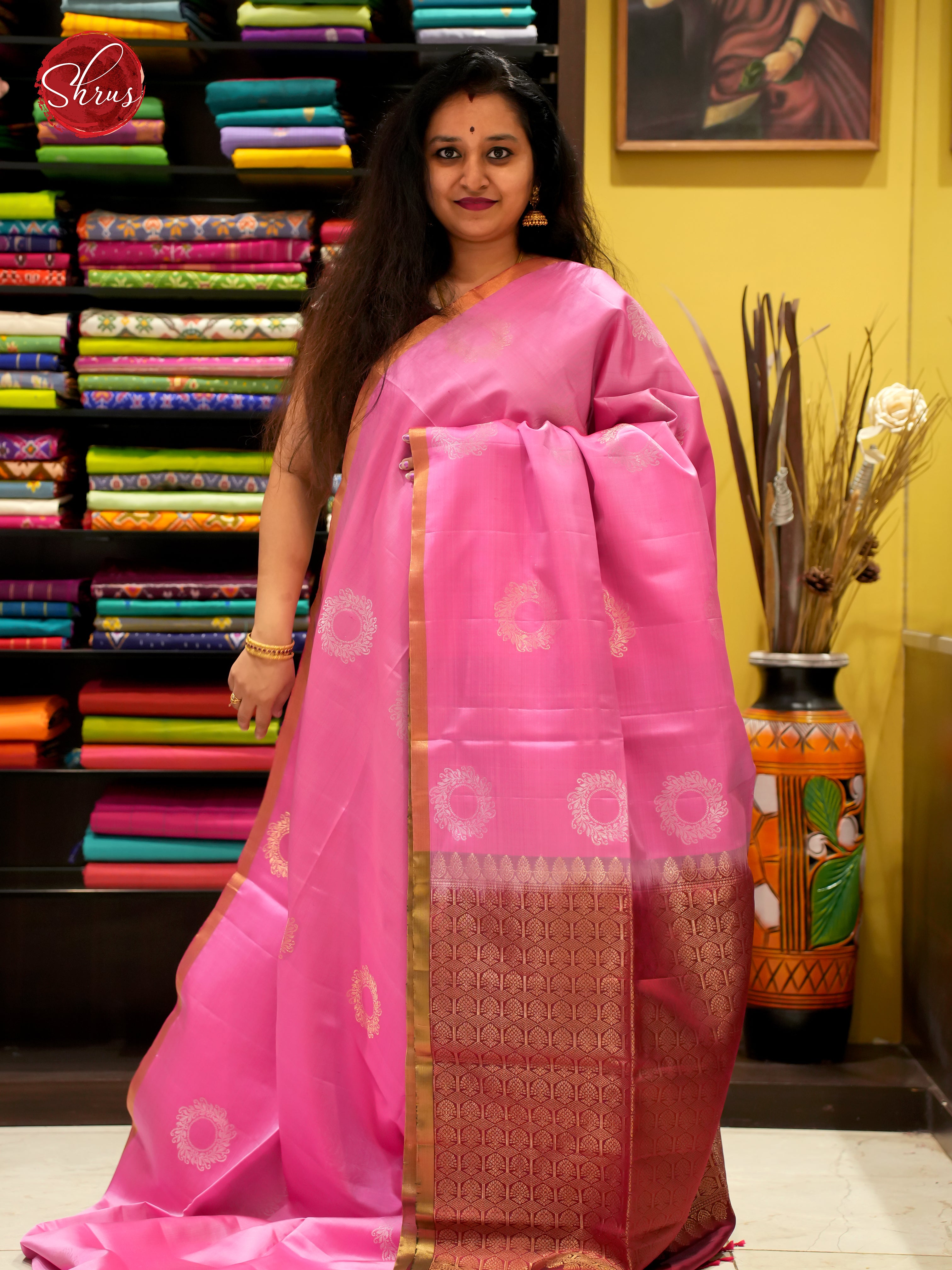 Pink And Maroon- Soft Silk Saree - Shop on ShrusEternity.com