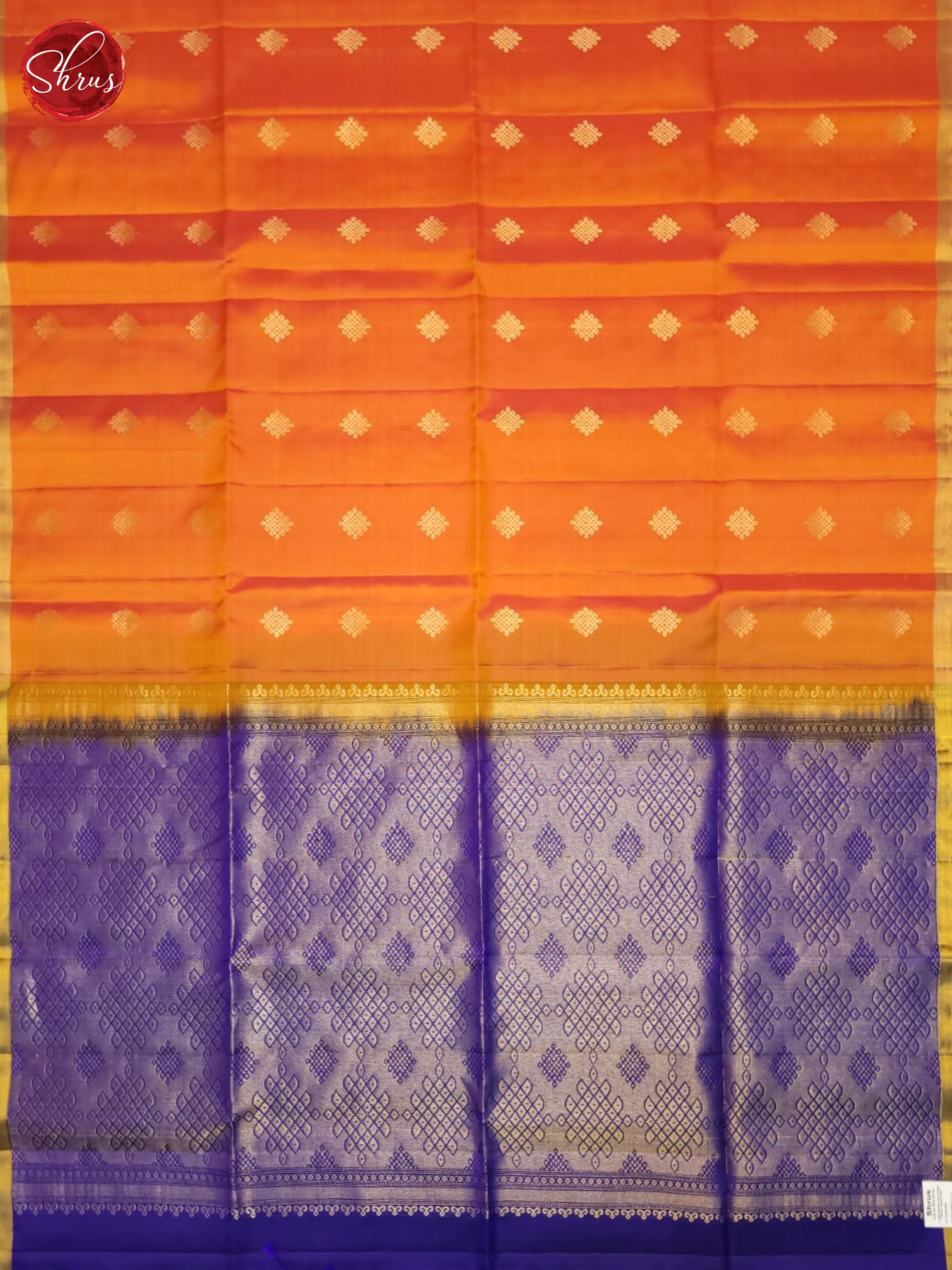 Orange And blue- Soft Silk Saree - Shop on ShrusEternity.com