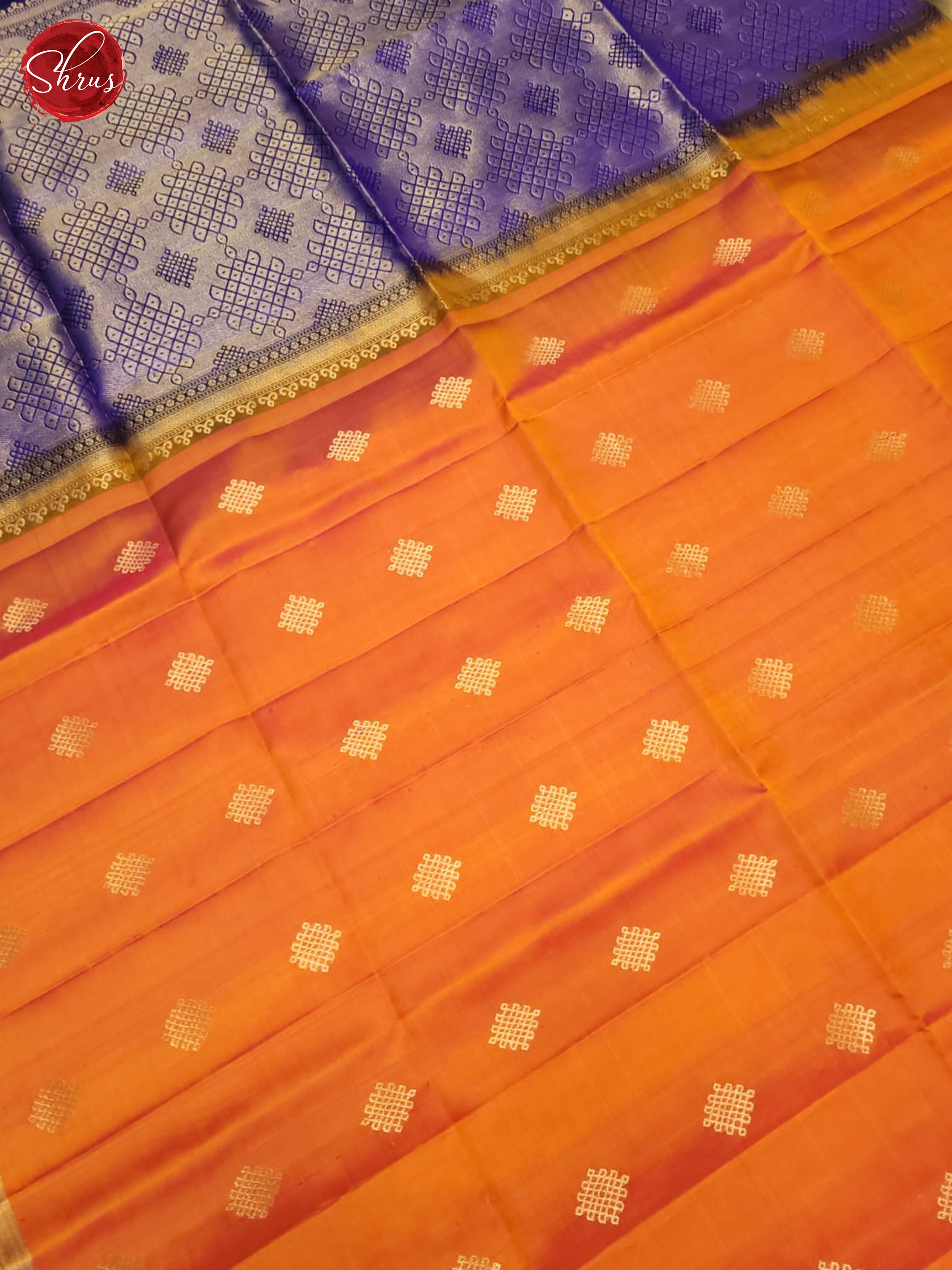 Orange And blue- Soft Silk Saree - Shop on ShrusEternity.com