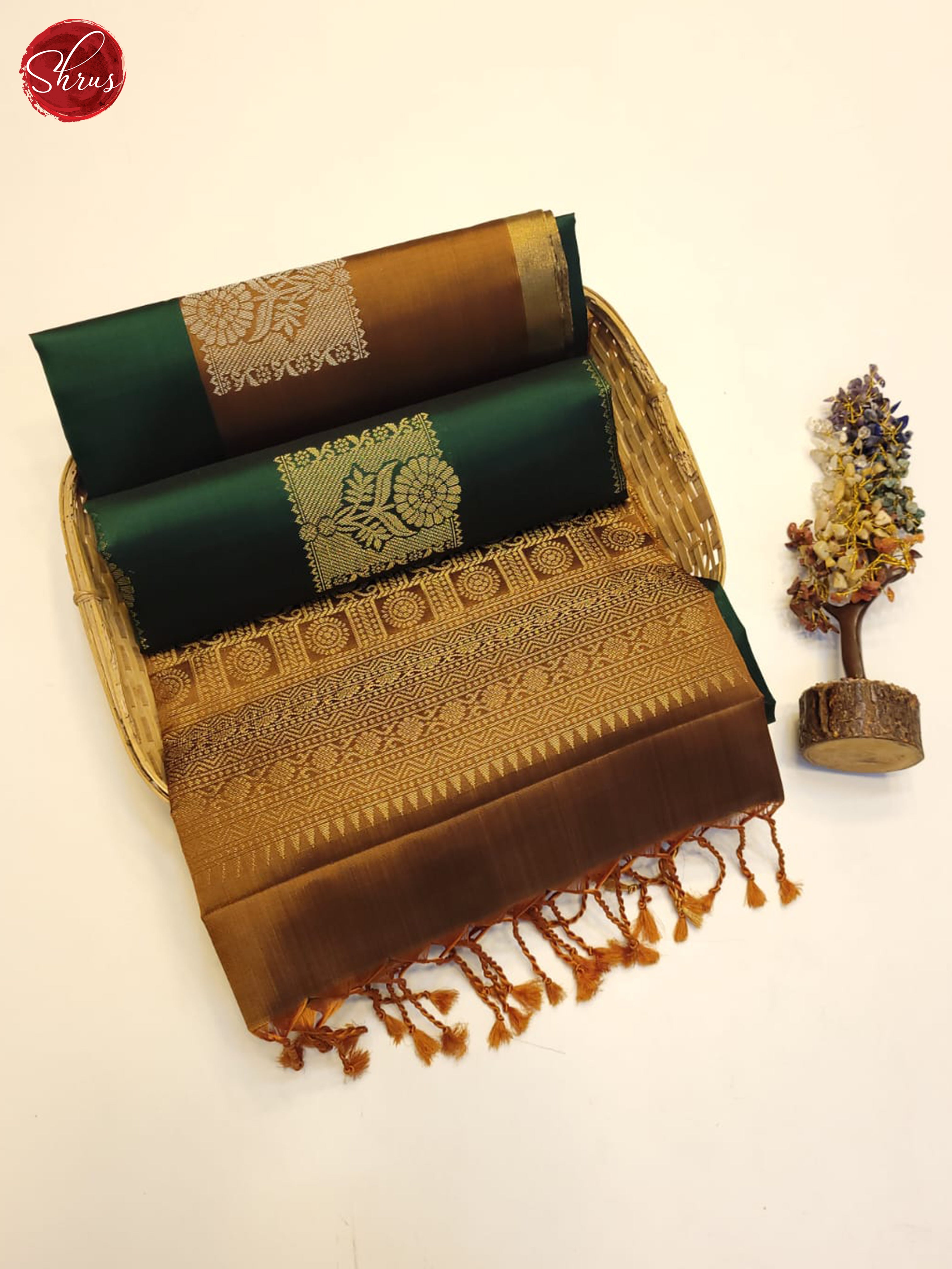 Green And Brown- Soft Silk Saree - Shop on ShrusEternity.com
