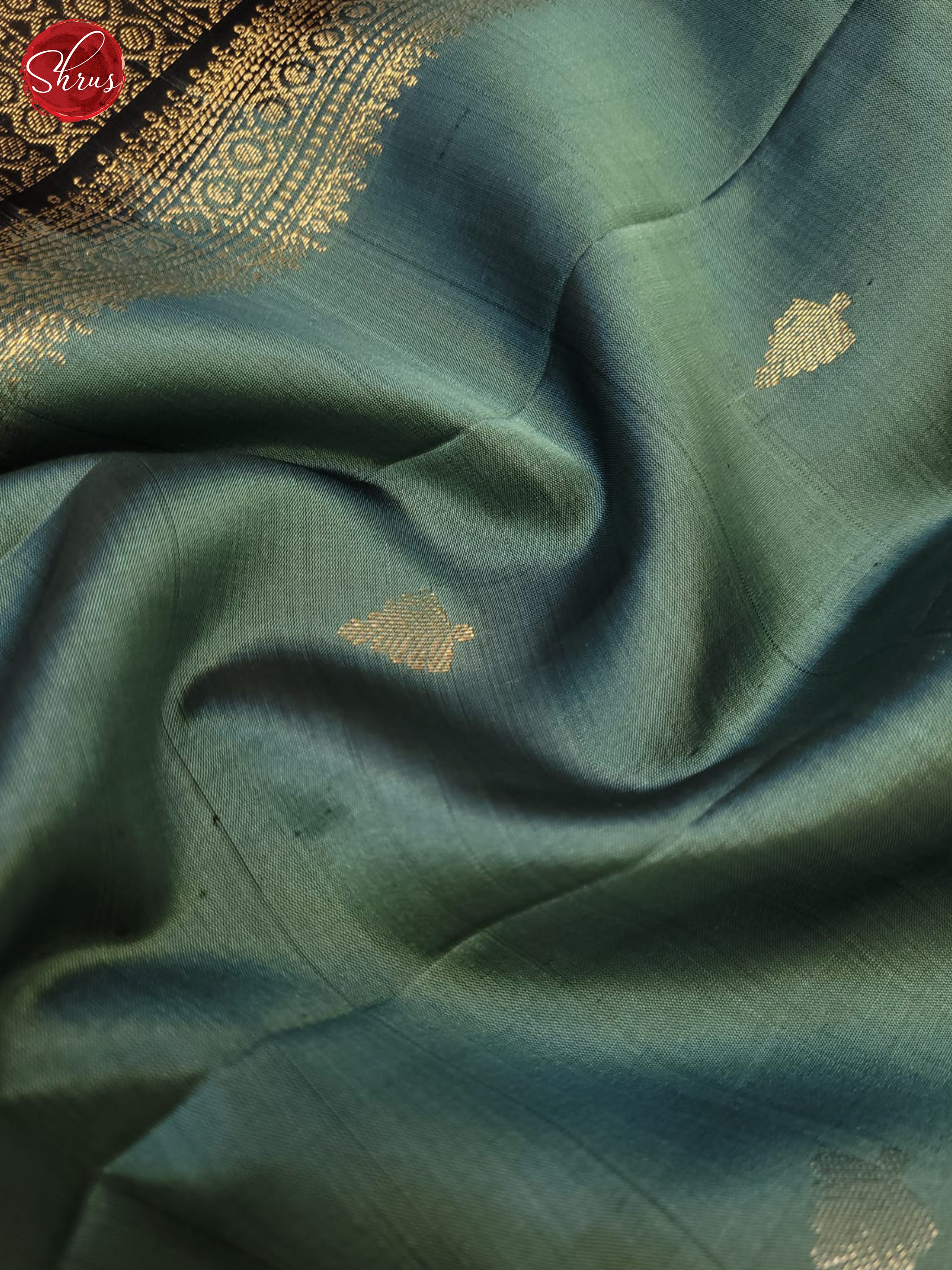 Pastel Greenish Blue And Black- Soft Silk Saree - Shop on ShrusEternity.com