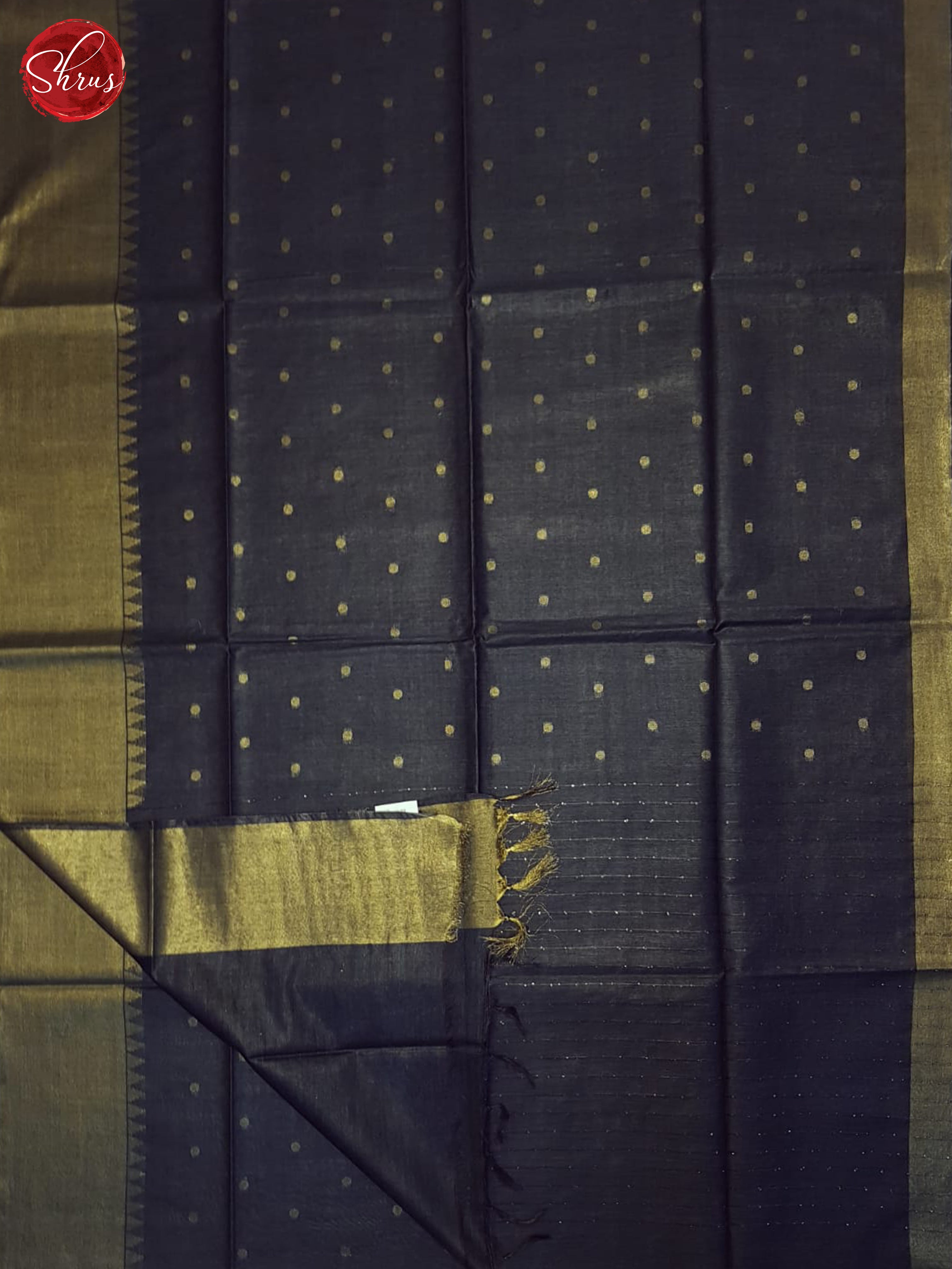 Navy Blue(Dingke Tone)-Semi Tussar Saree - Shop on ShrusEternity.com