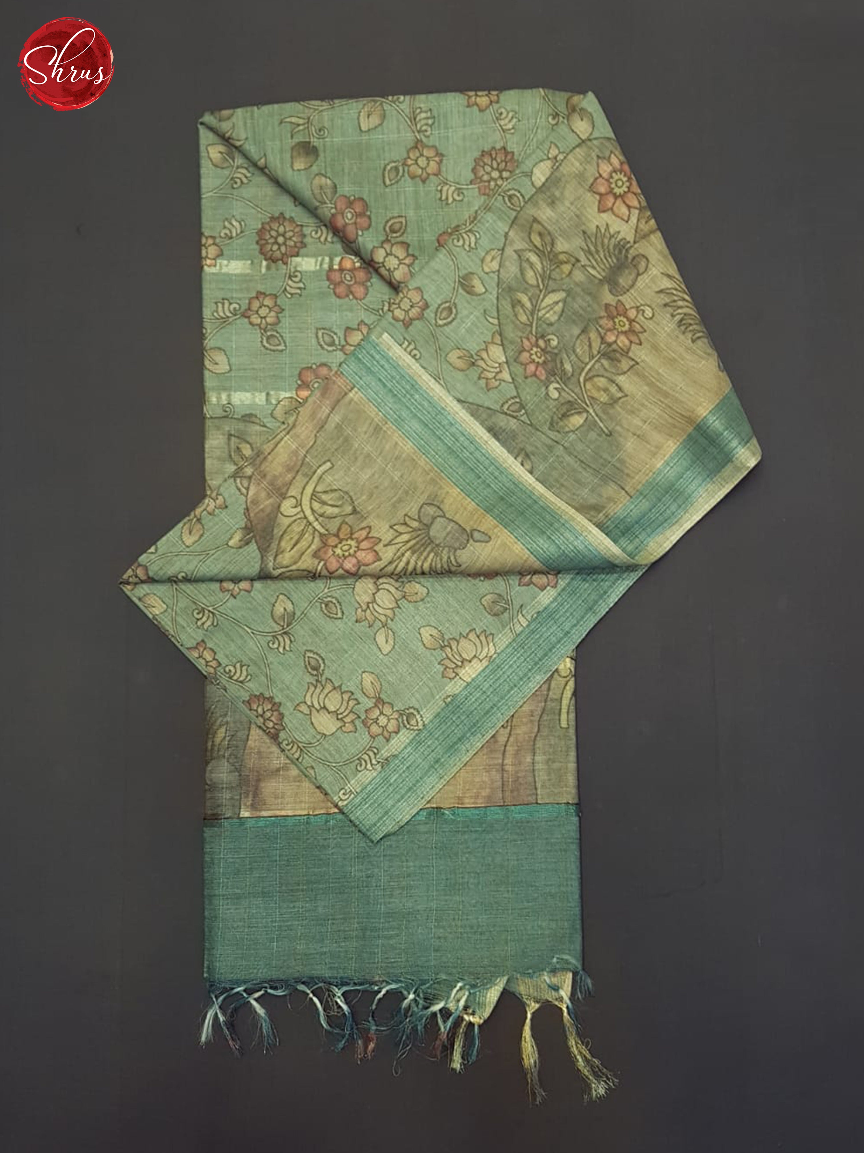 Dusty Aqua Blue(single tone) -Semi Tussar saree - Shop on ShrusEternity.com