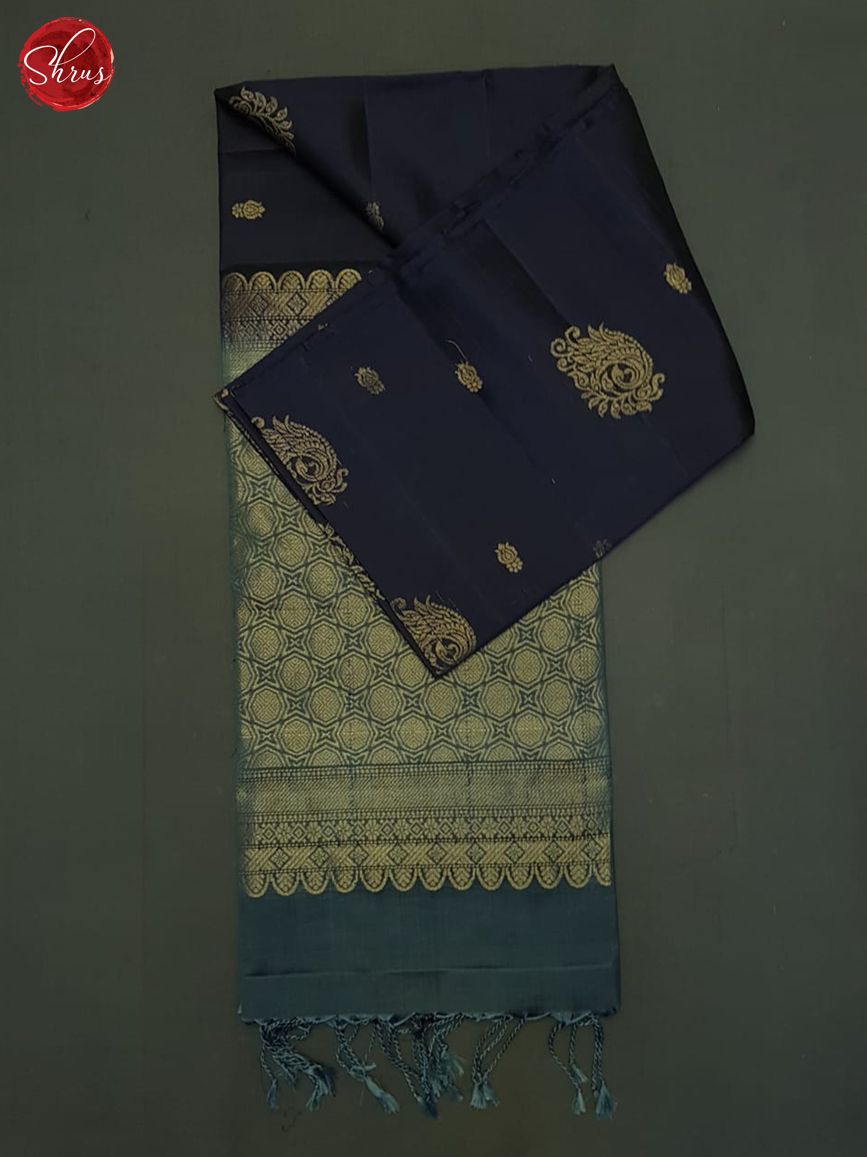 Blue And Grey- Soft Silk half-pure Saree - Shop on ShrusEternity.com