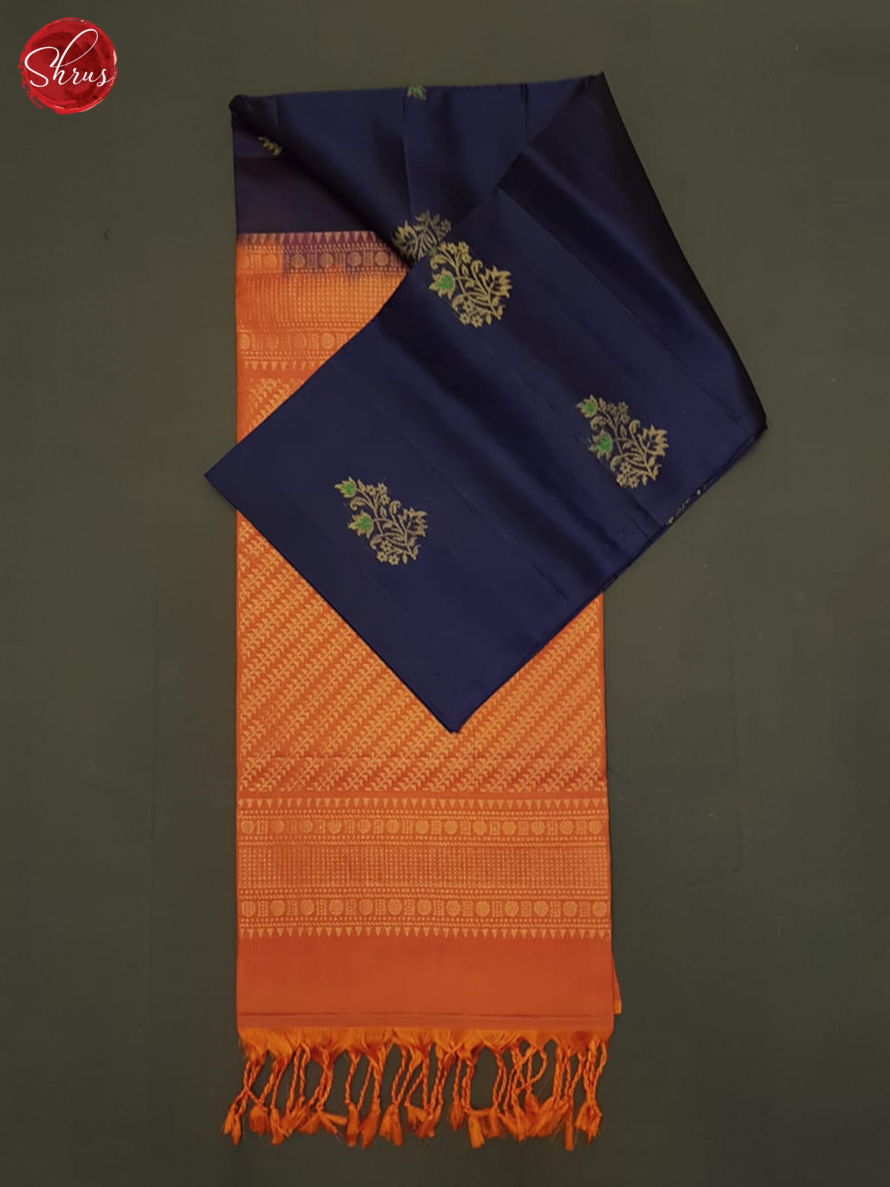 Blue And Orange- Soft Silk Half-pure Saree - Shop on ShrusEternity.com