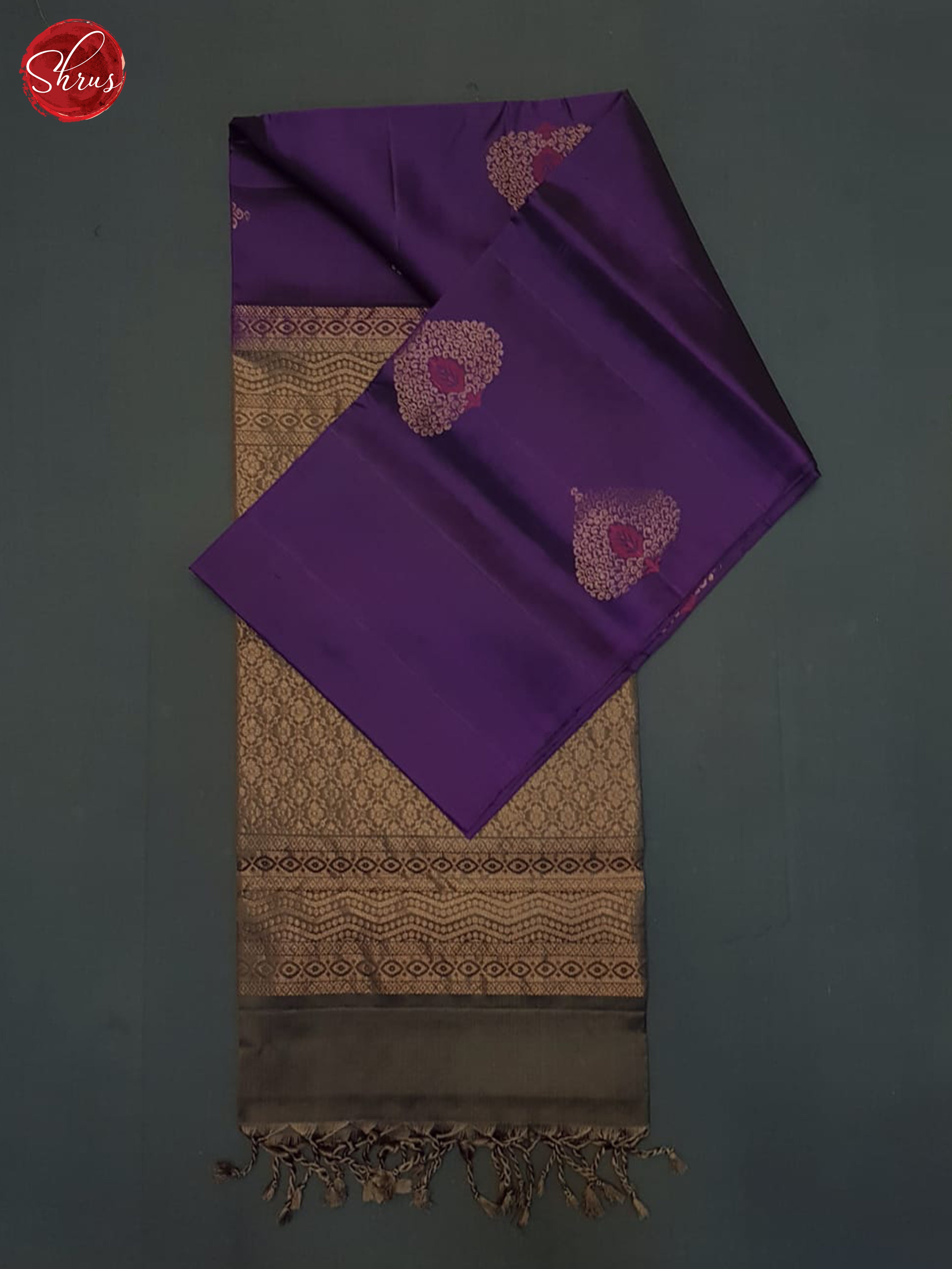 Purple And Brown- Soft Silk half-pure  Saree - Shop on ShrusEternity.com