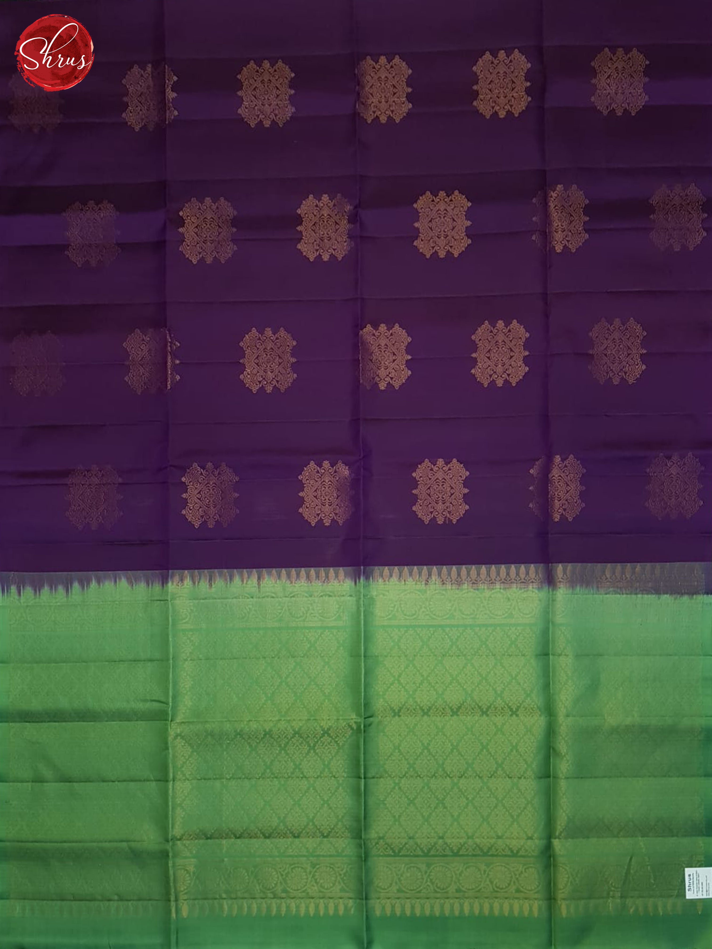 Purple And Green- Soft Silk half-pure Saree - Shop on ShrusEternity.com