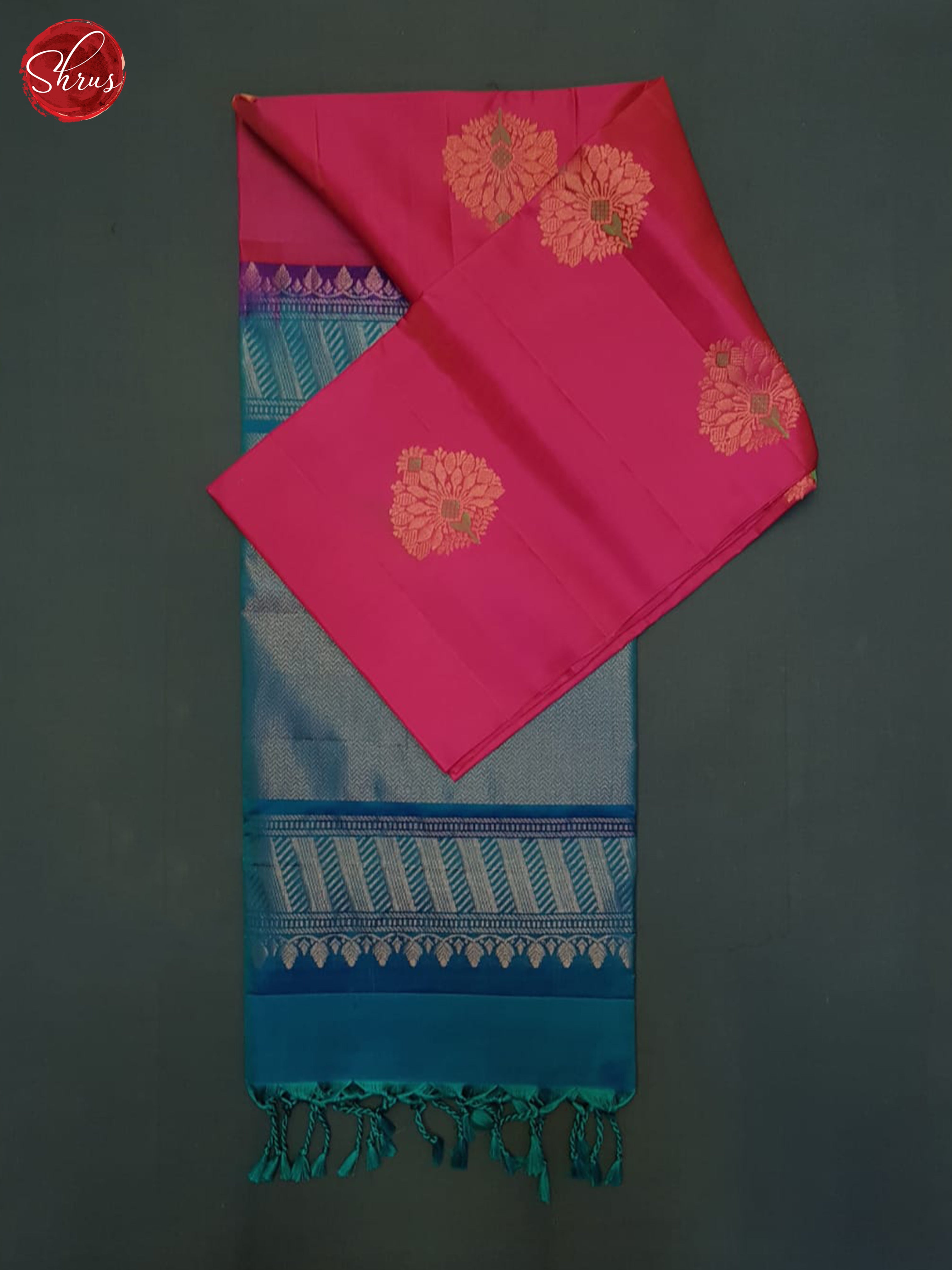 Pink And Blue-Soft Silk Half-pure Saree - Shop on ShrusEternity.com