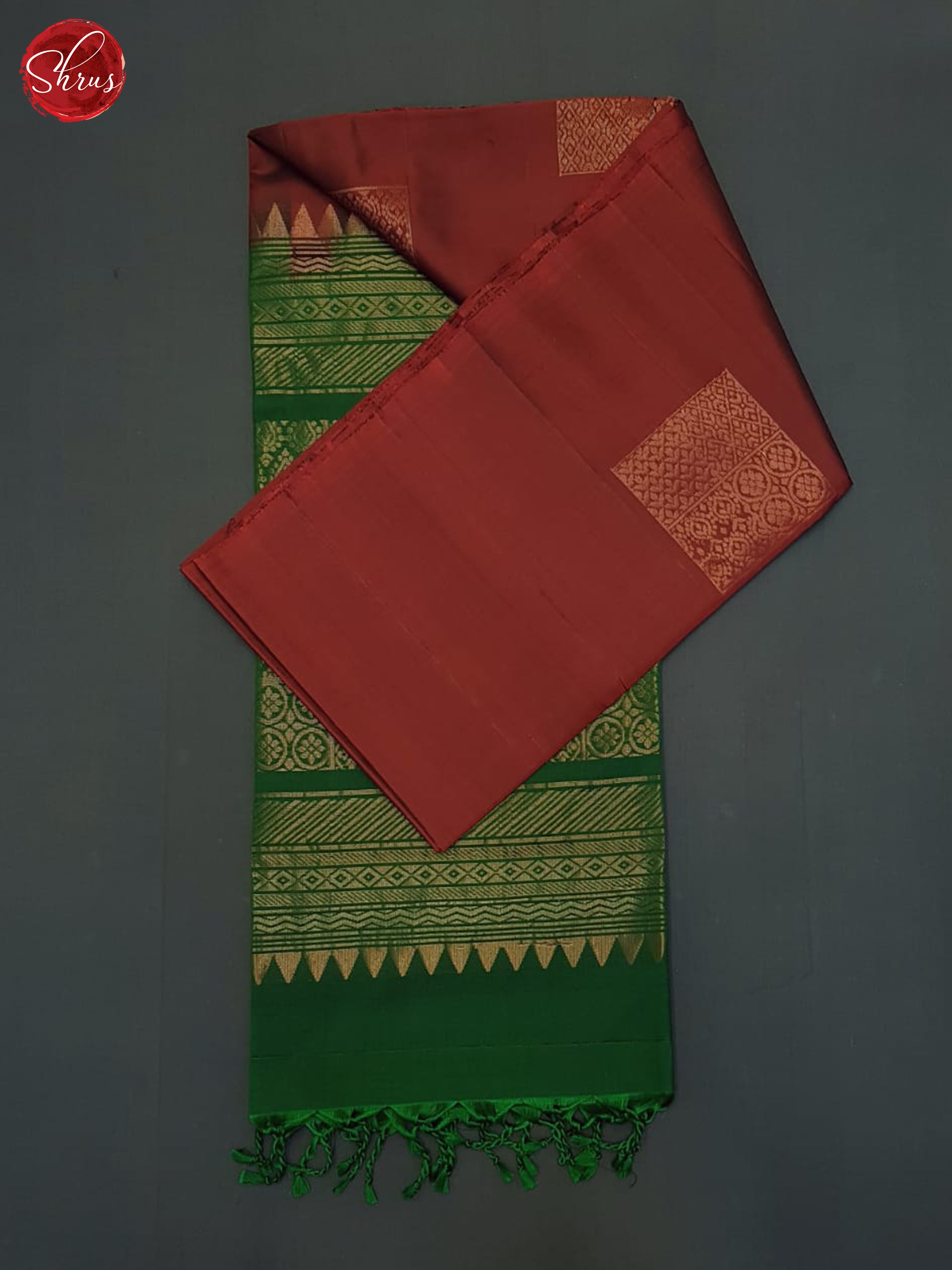 Araku Marron And Green- Soft Silk half-pure Saree - Shop on ShrusEternity.com