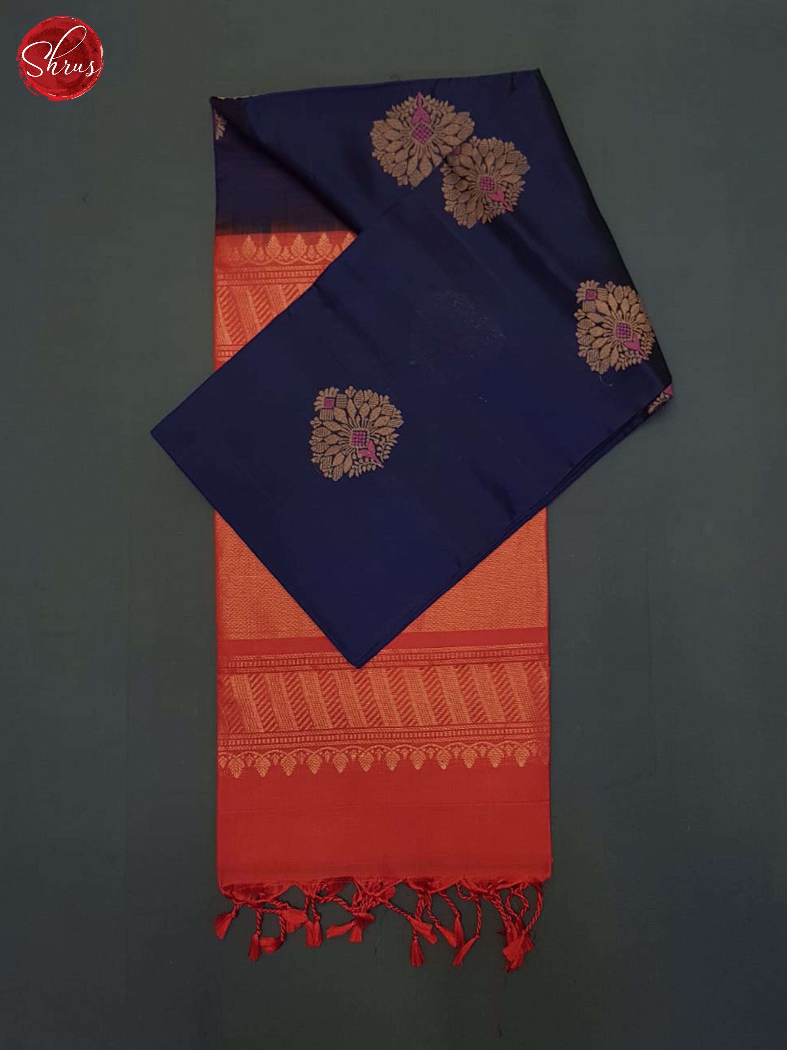 Blue And Red- Soft Silk Half-pure Saree - Shop on ShrusEternity.com