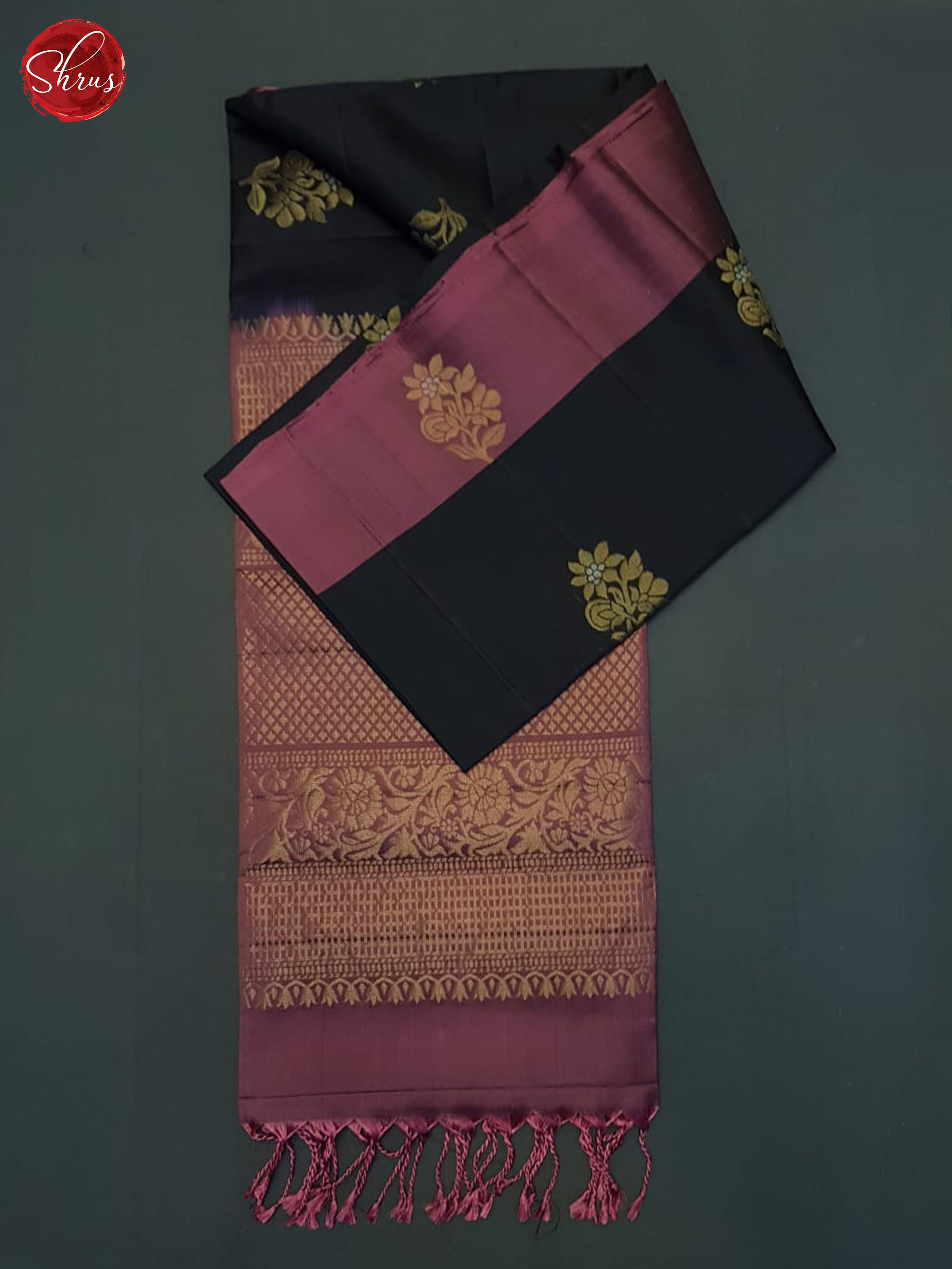 Blue And Dusty Wine- Soft Silk Half-pure saree - Shop on ShrusEternity.com