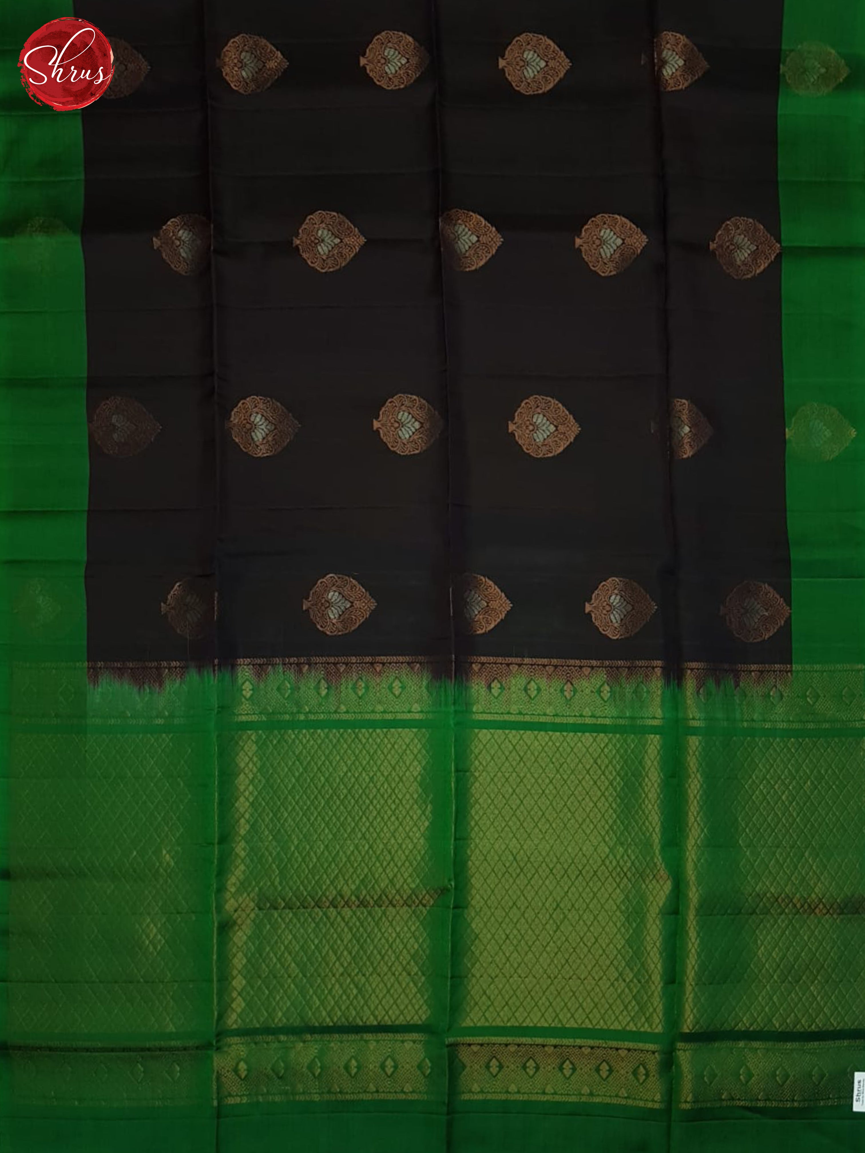 Black And Green- Soft Silk Half-pure Saree - Shop on ShrusEternity.com