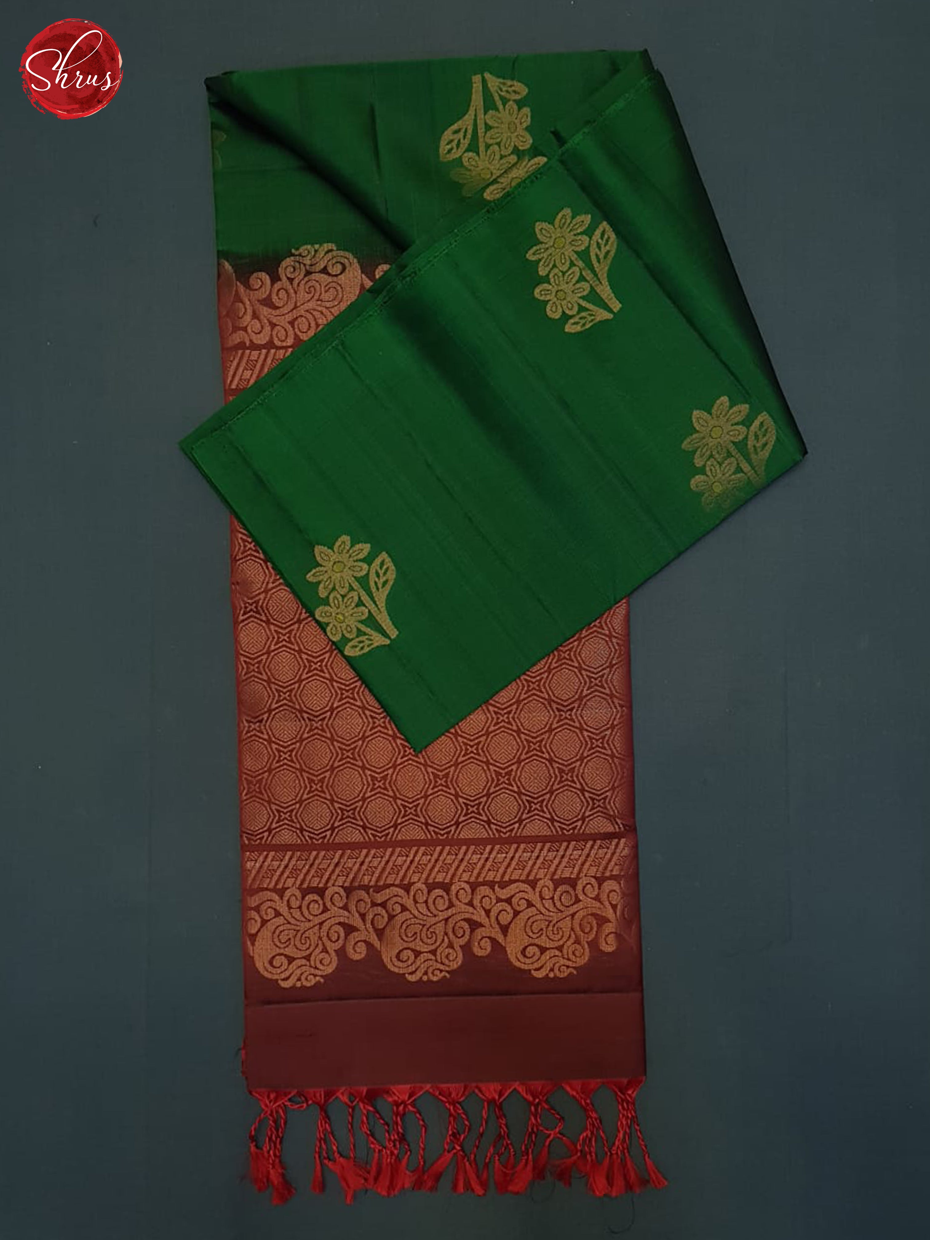 Green And Araku Maroon- Soft Silk half-pure Saree - Shop on ShrusEternity.com