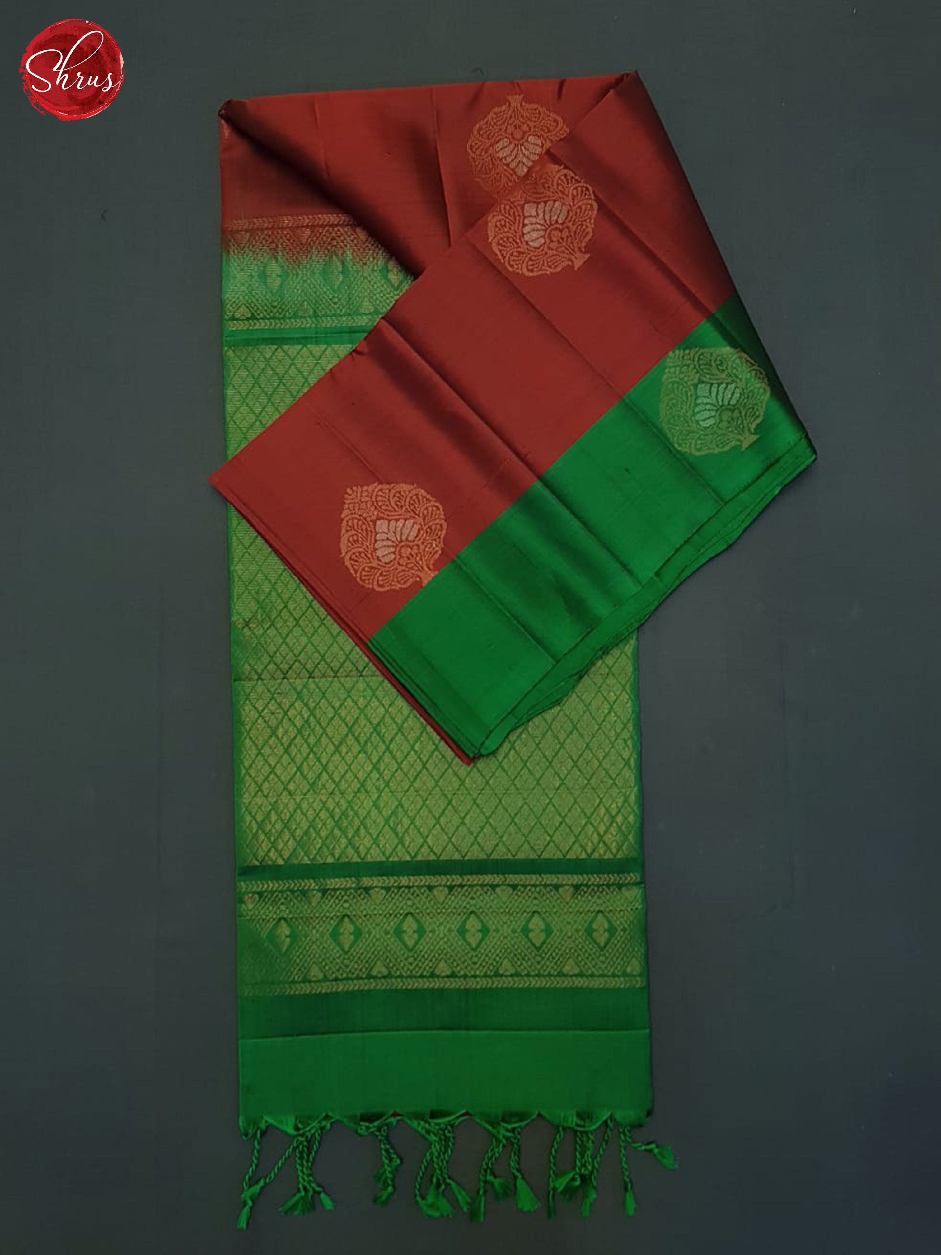 Red And Green- Soft Silk Half-pure Saree - Shop on ShrusEternity.com