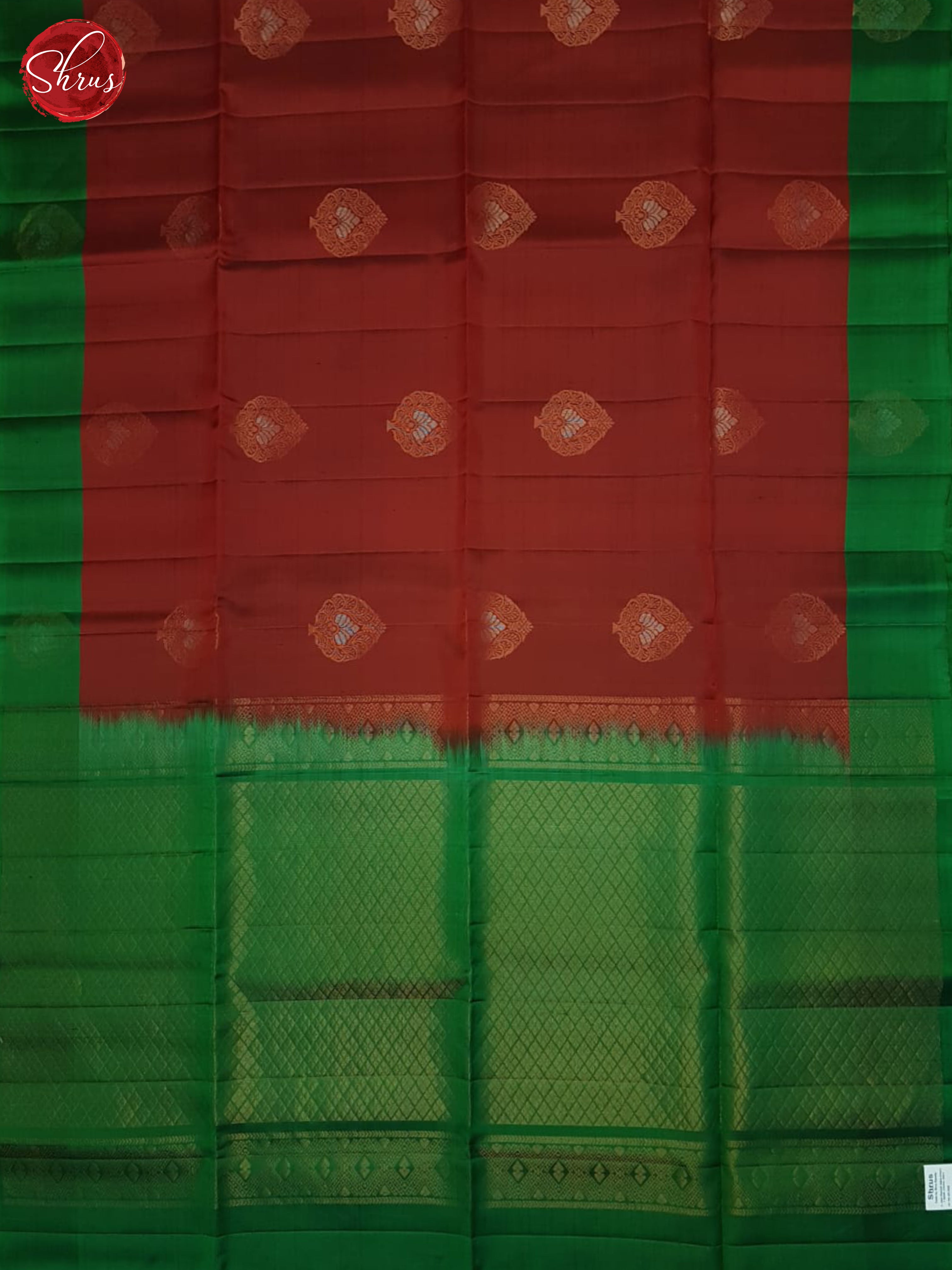 Red And Green- Soft Silk Half-pure Saree - Shop on ShrusEternity.com