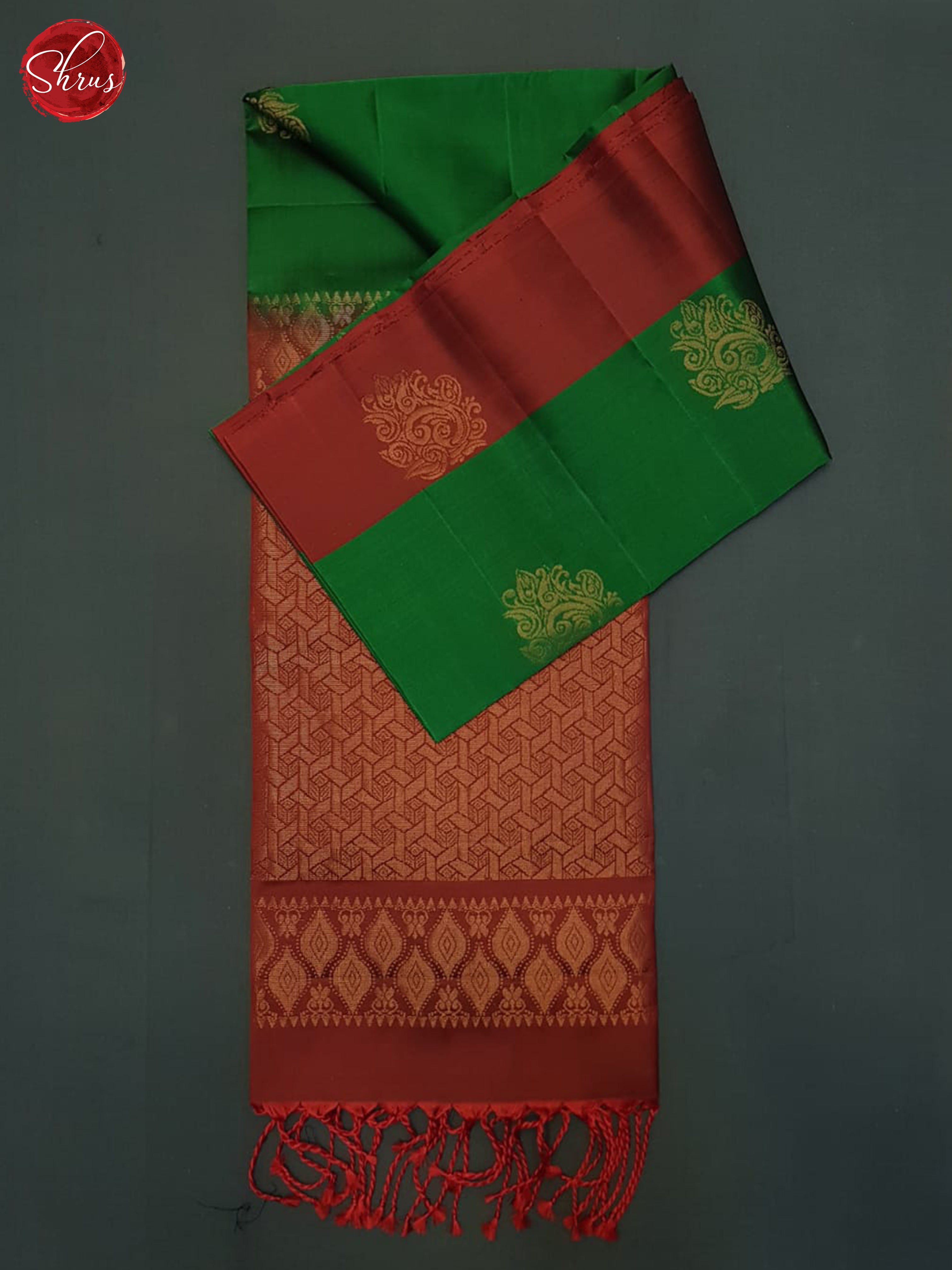 Green And Red- Soft Silk  Half-pure Saree - Shop on ShrusEternity.com