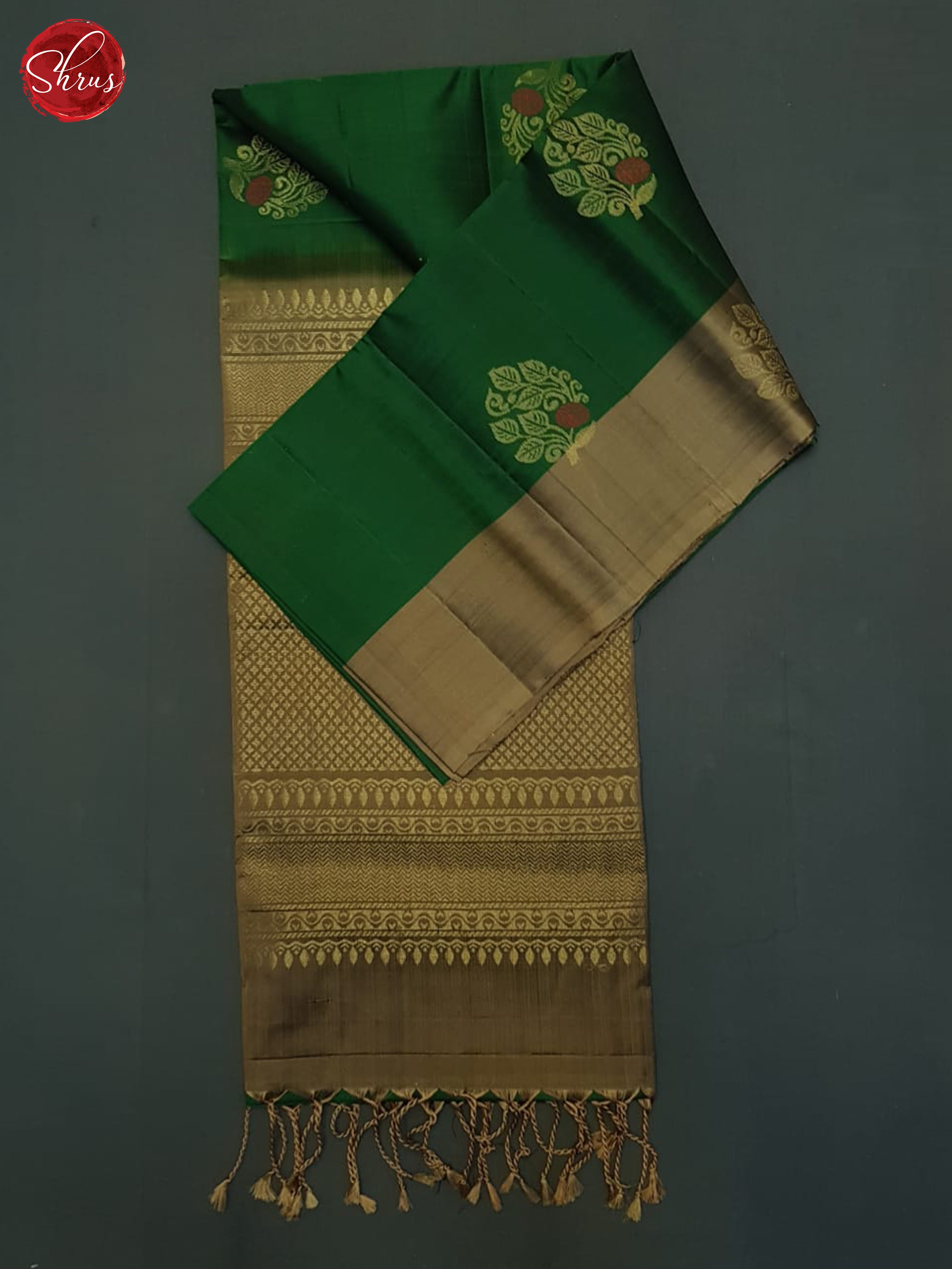 Green And Brown- Soft Silk Half-pure Saree - Shop on ShrusEternity.com