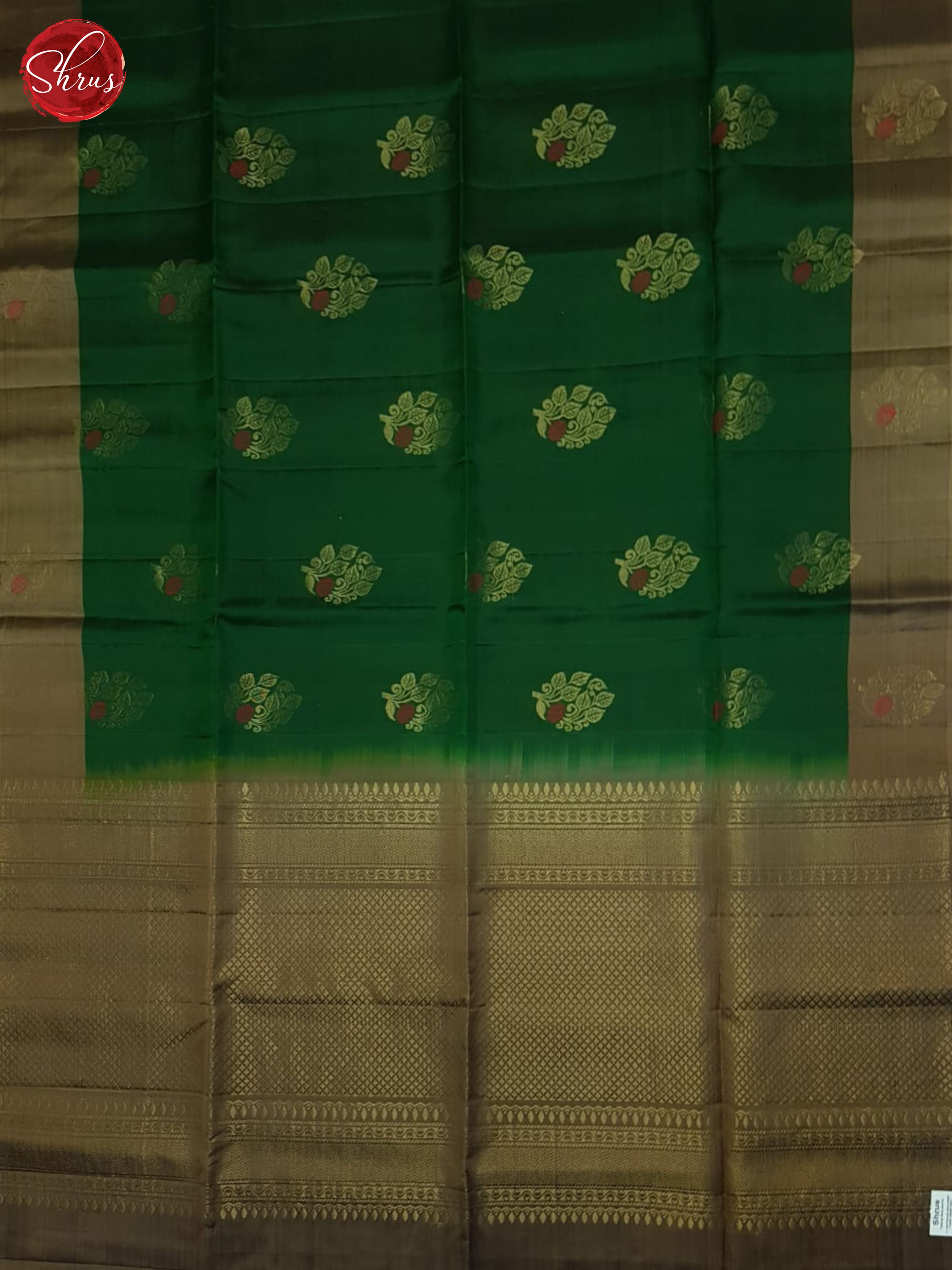 Green And Brown- Soft Silk Half-pure Saree - Shop on ShrusEternity.com