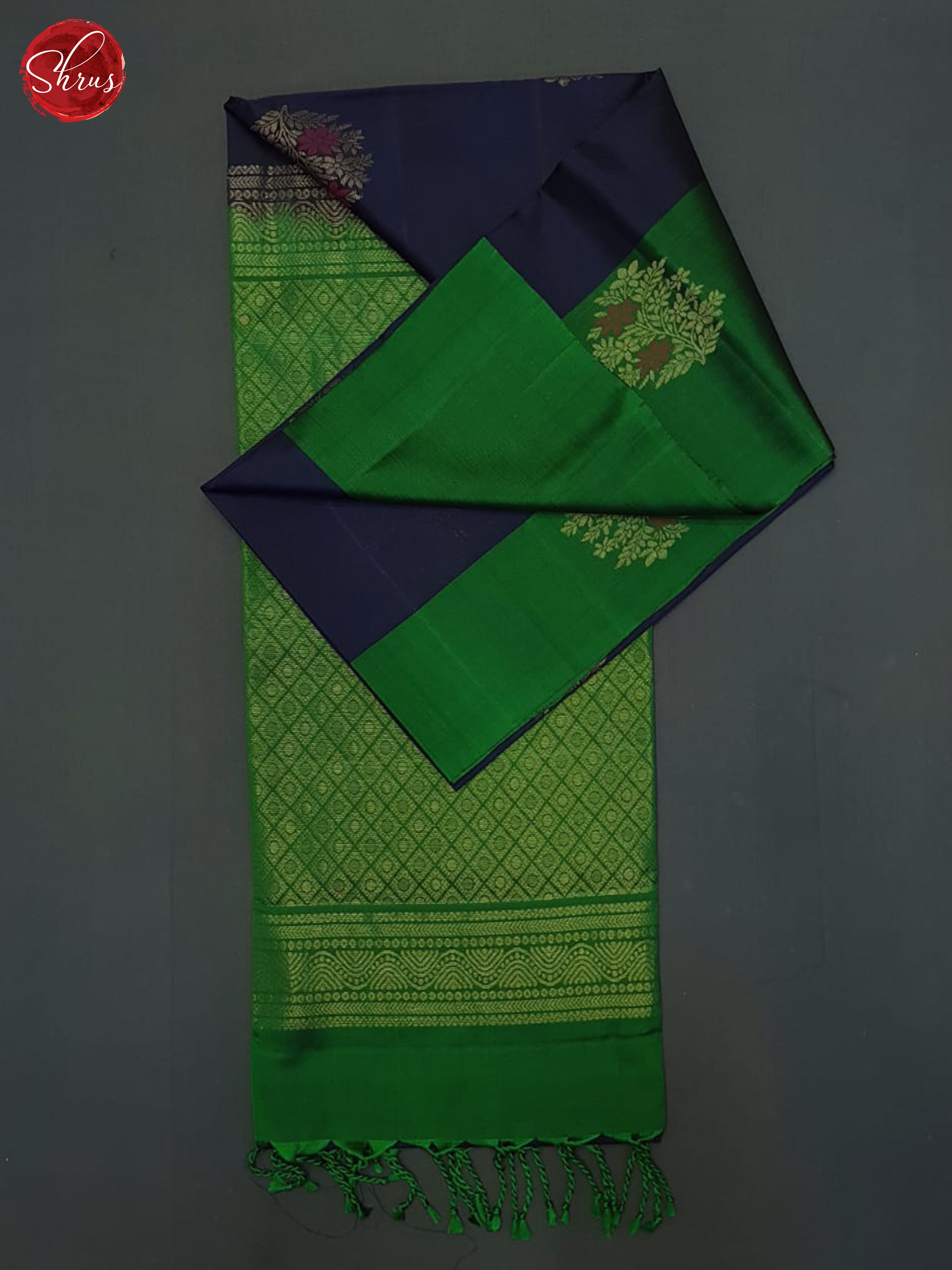 Blue And Green- Soft Silk Half-pure Saree - Shop on ShrusEternity.com