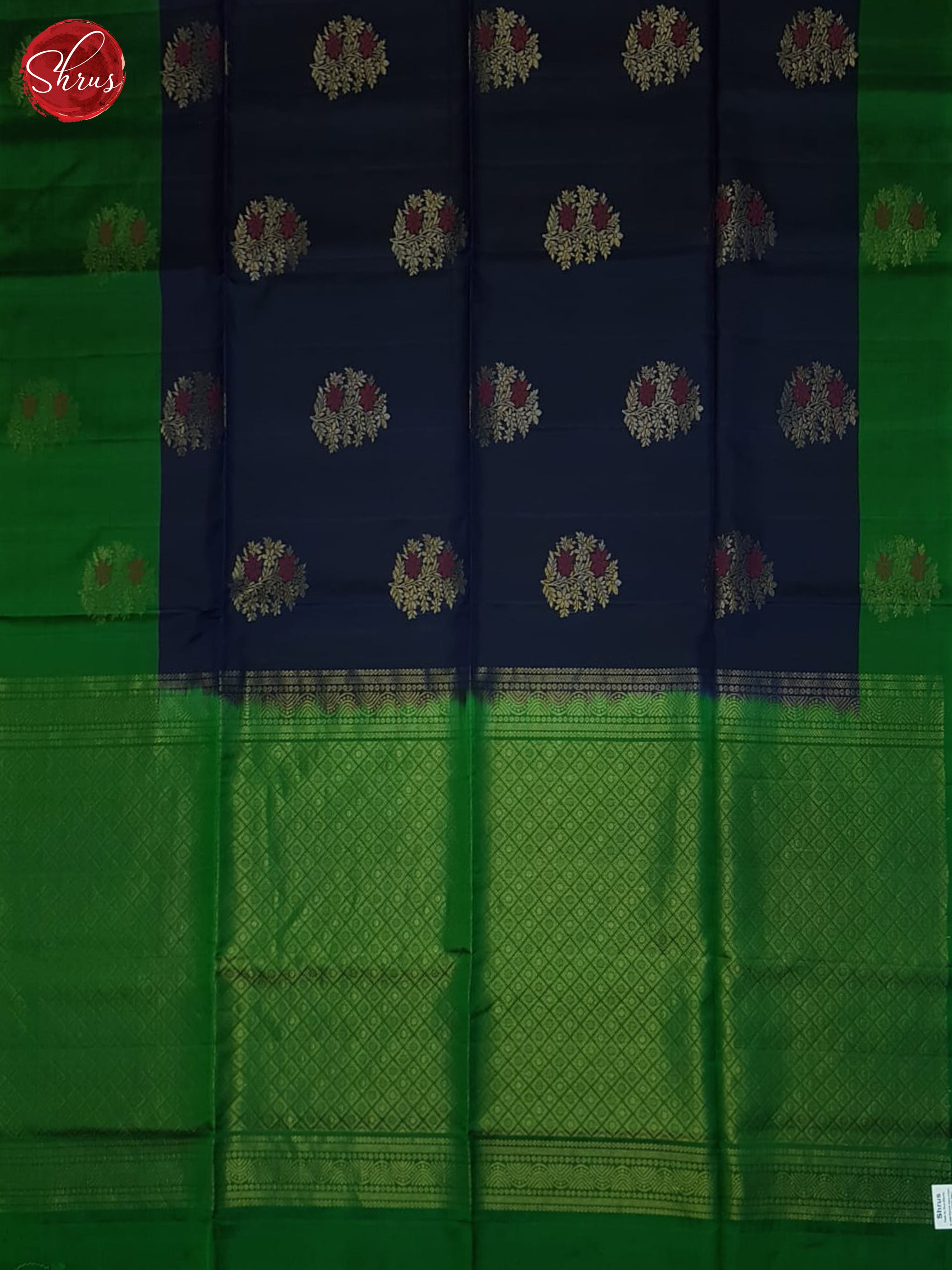 Blue And Green- Soft Silk Half-pure Saree - Shop on ShrusEternity.com