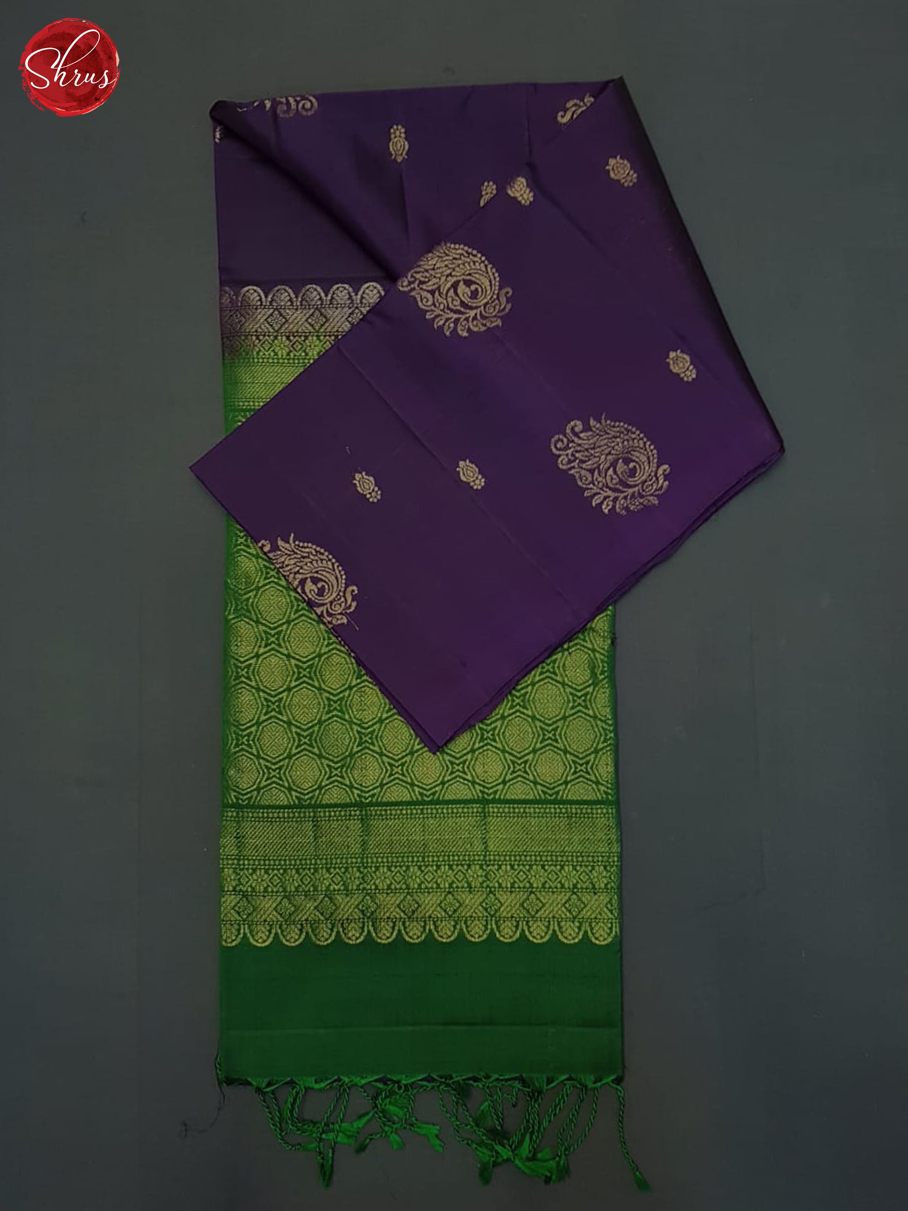 Jamun Fruit And Green- Soft Silk Half-pure Saree - Shop on ShrusEternity.com