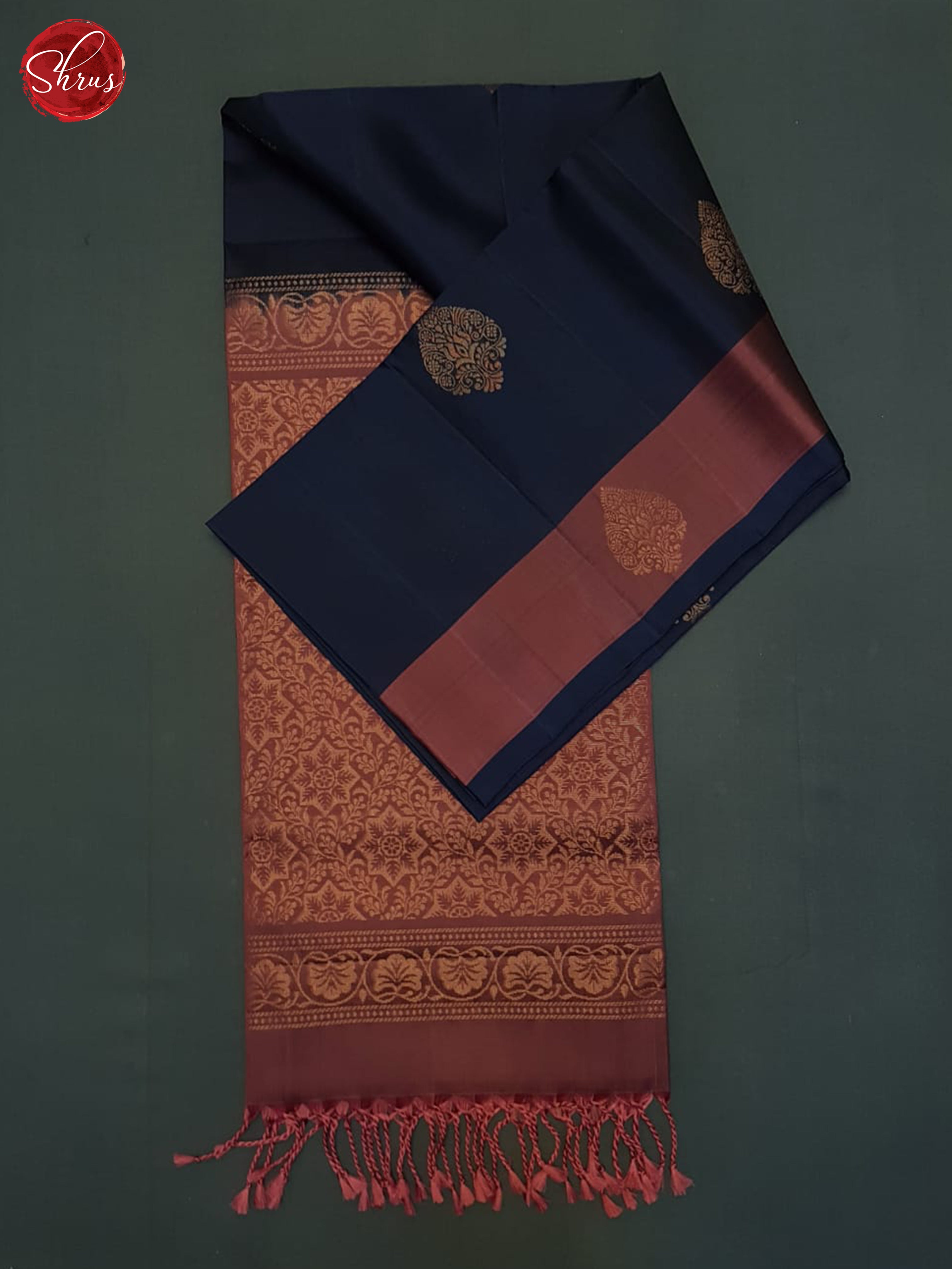 Blue And Dusty Wine- Soft Silk Half-pure saree - Shop on ShrusEternity.com