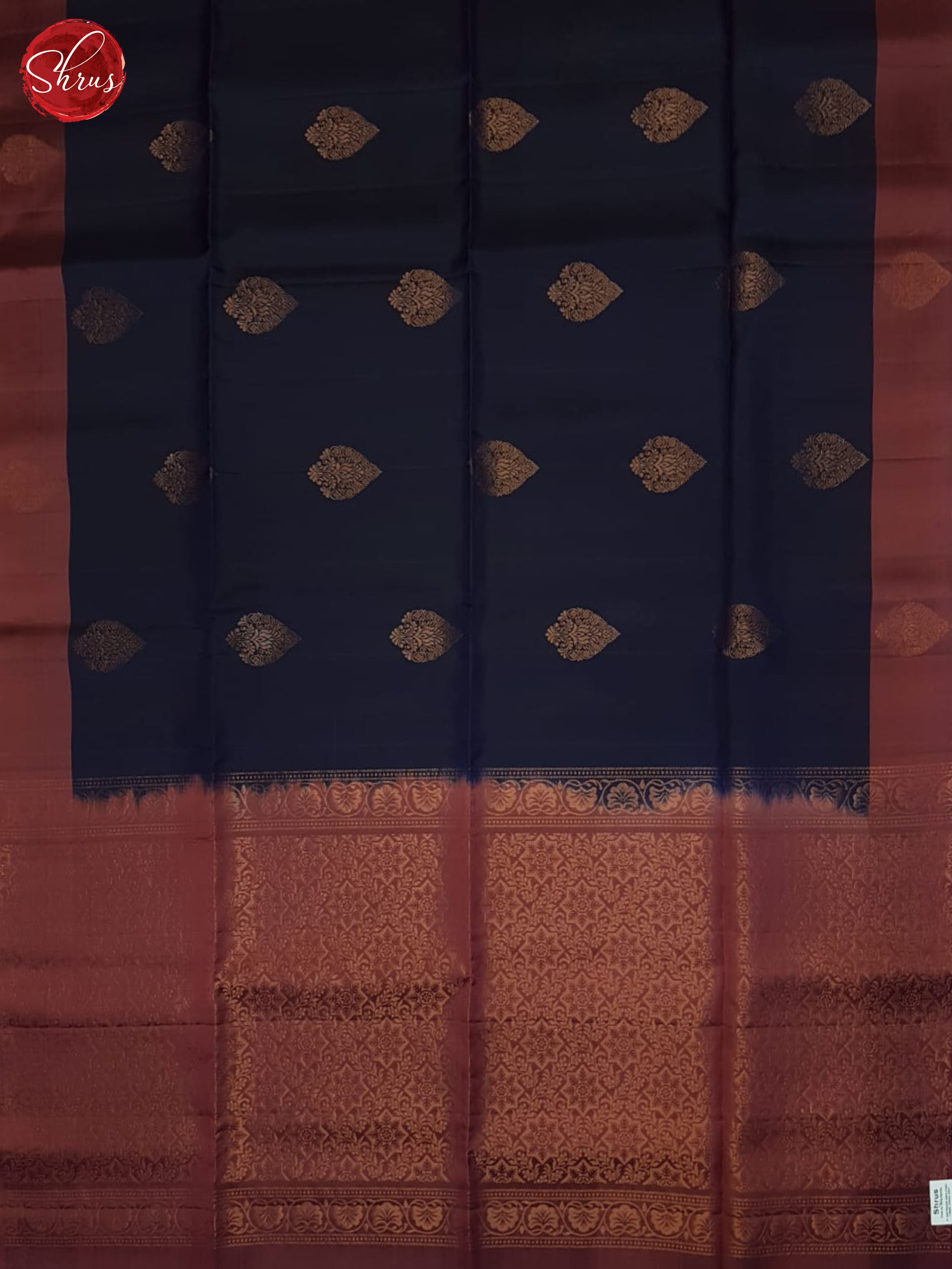 Blue And Dusty Wine- Soft Silk Half-pure saree - Shop on ShrusEternity.com