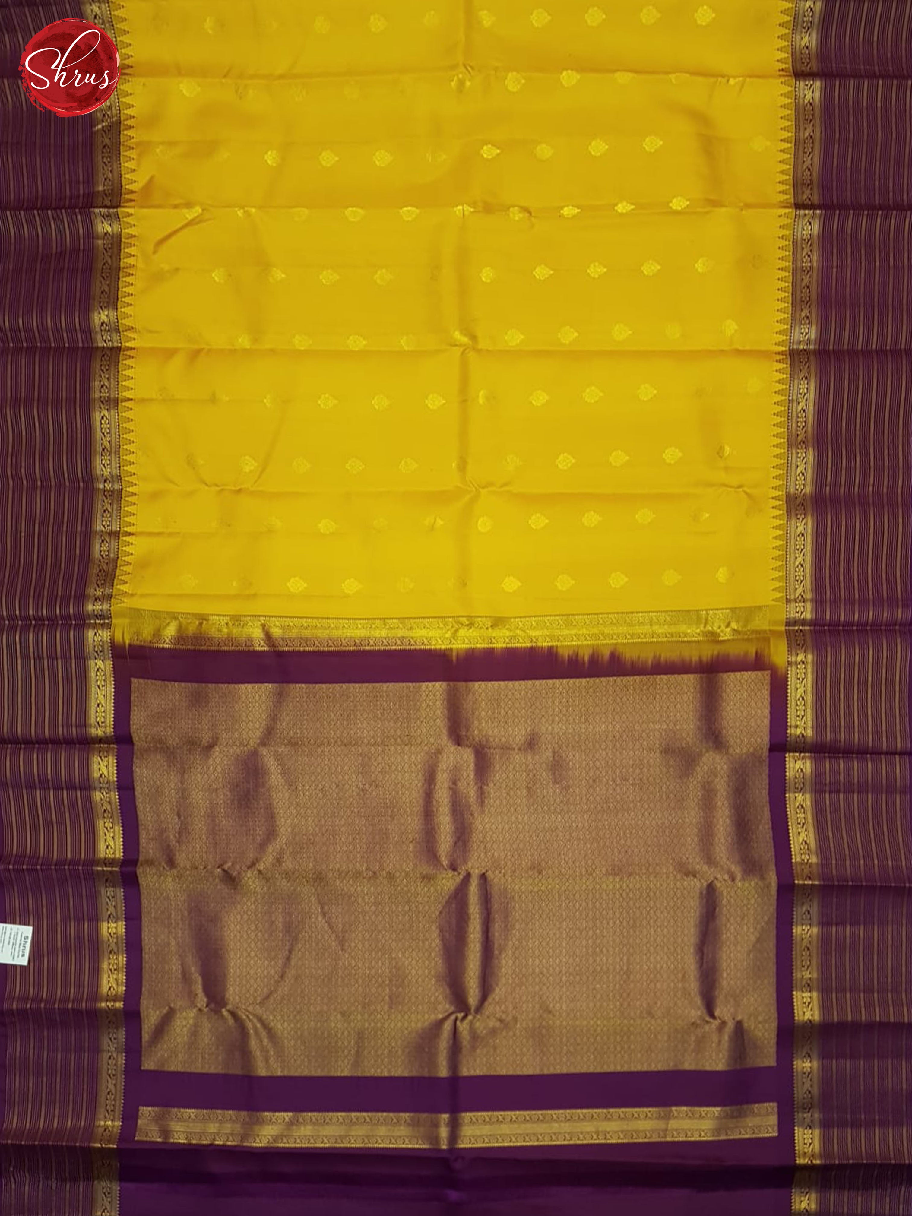 Mustard And Wine- Kanchipuram Silk Saree - Shop on ShrusEternity.com