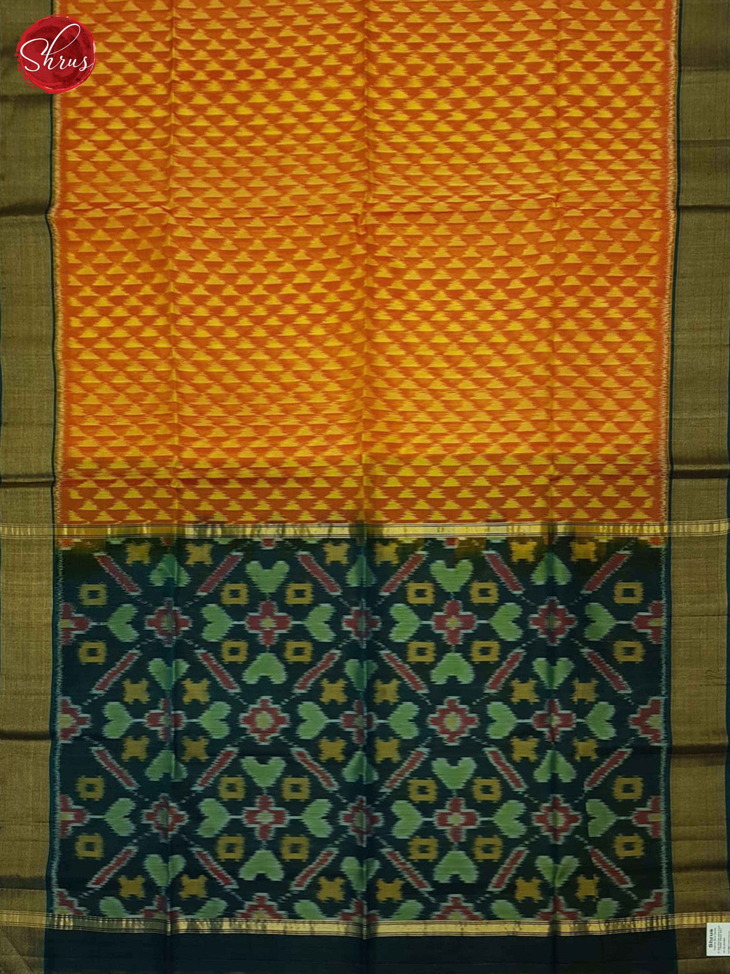Orange And Green- Pochampally Silk Cotton Saree - Shop on ShrusEternity.com