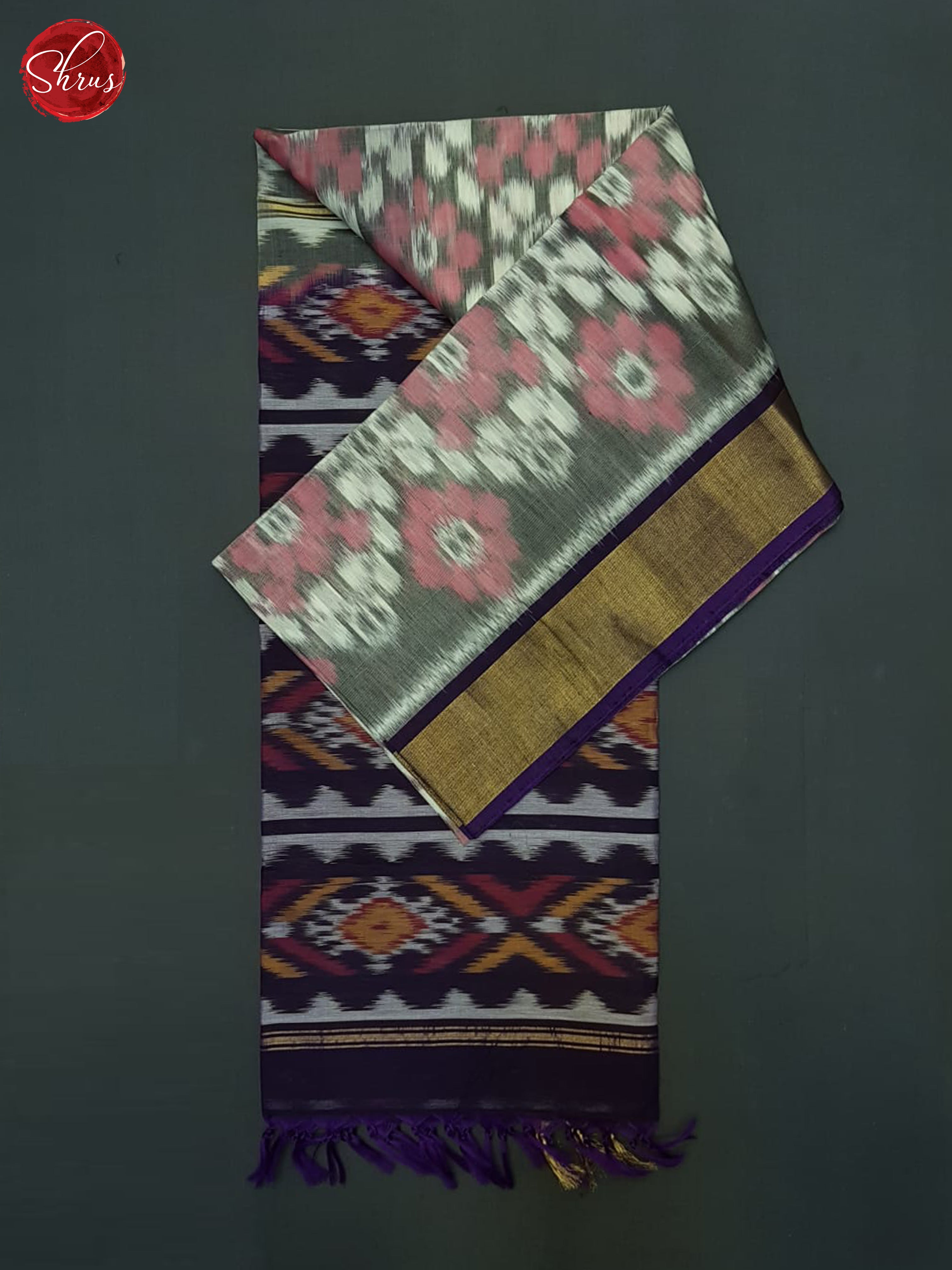 Grey And Purple- Pochampally Silk Cotton Saree - Shop on ShrusEternity.com