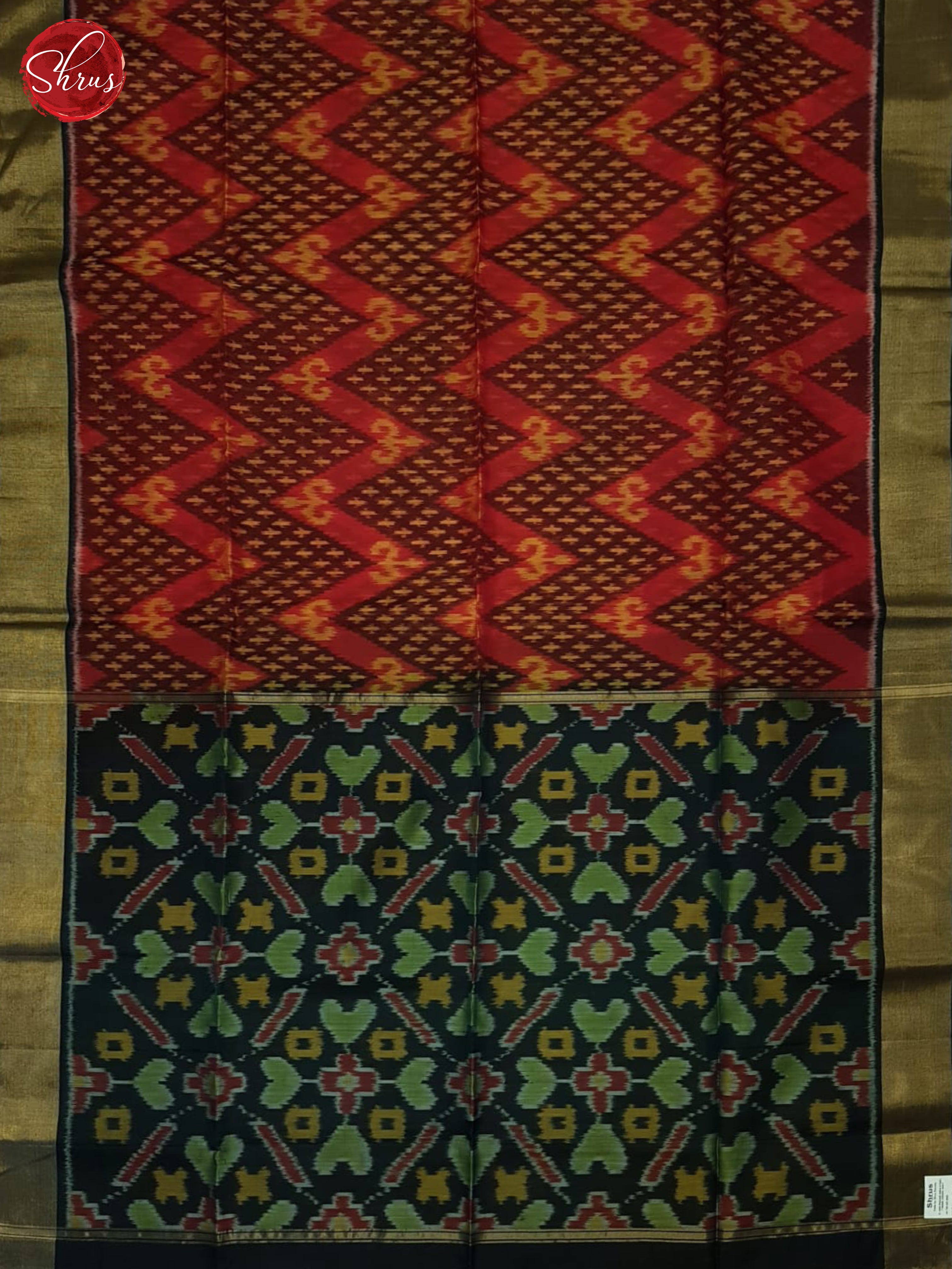 Red And Green- Pochampally Silk Cotton saree - Shop on ShrusEternity.com