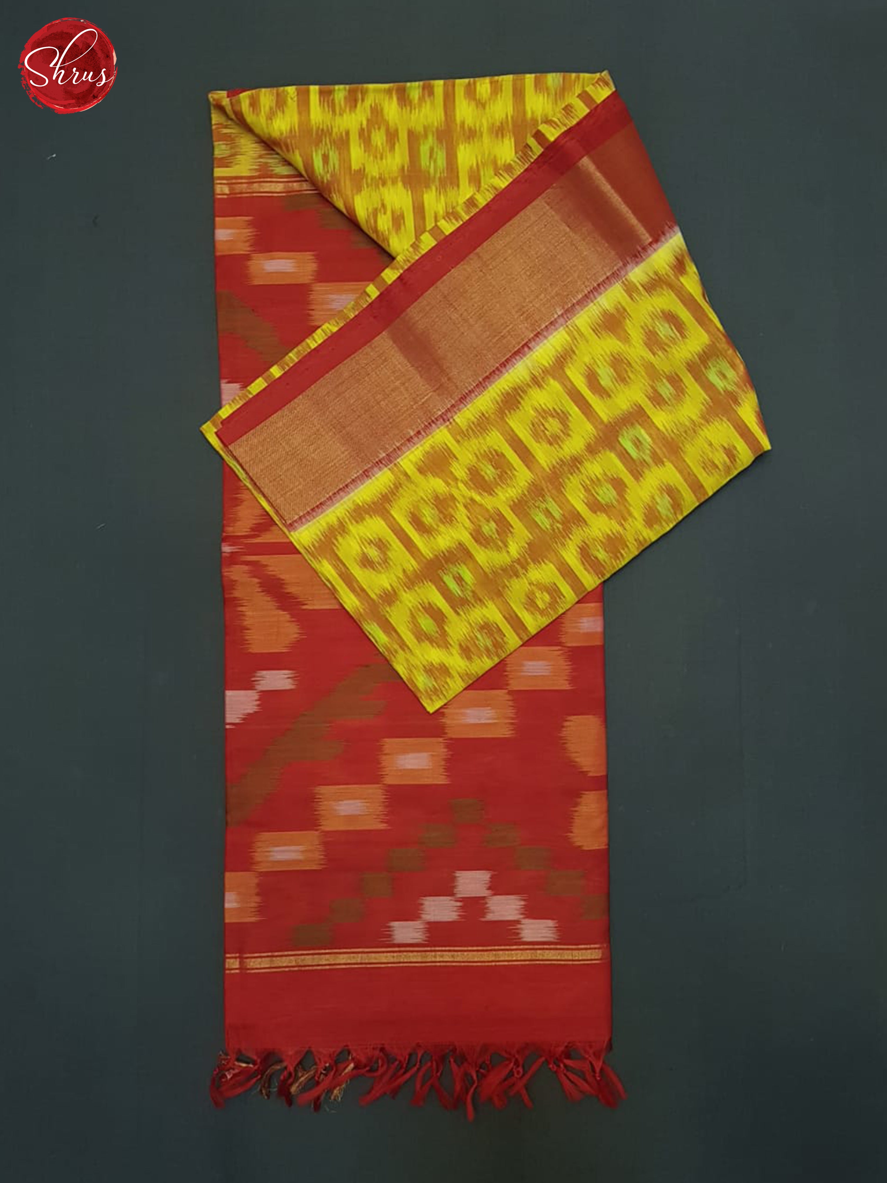 Yellow And Red- Pochampally Silk Cotton saree - Shop on ShrusEternity.com