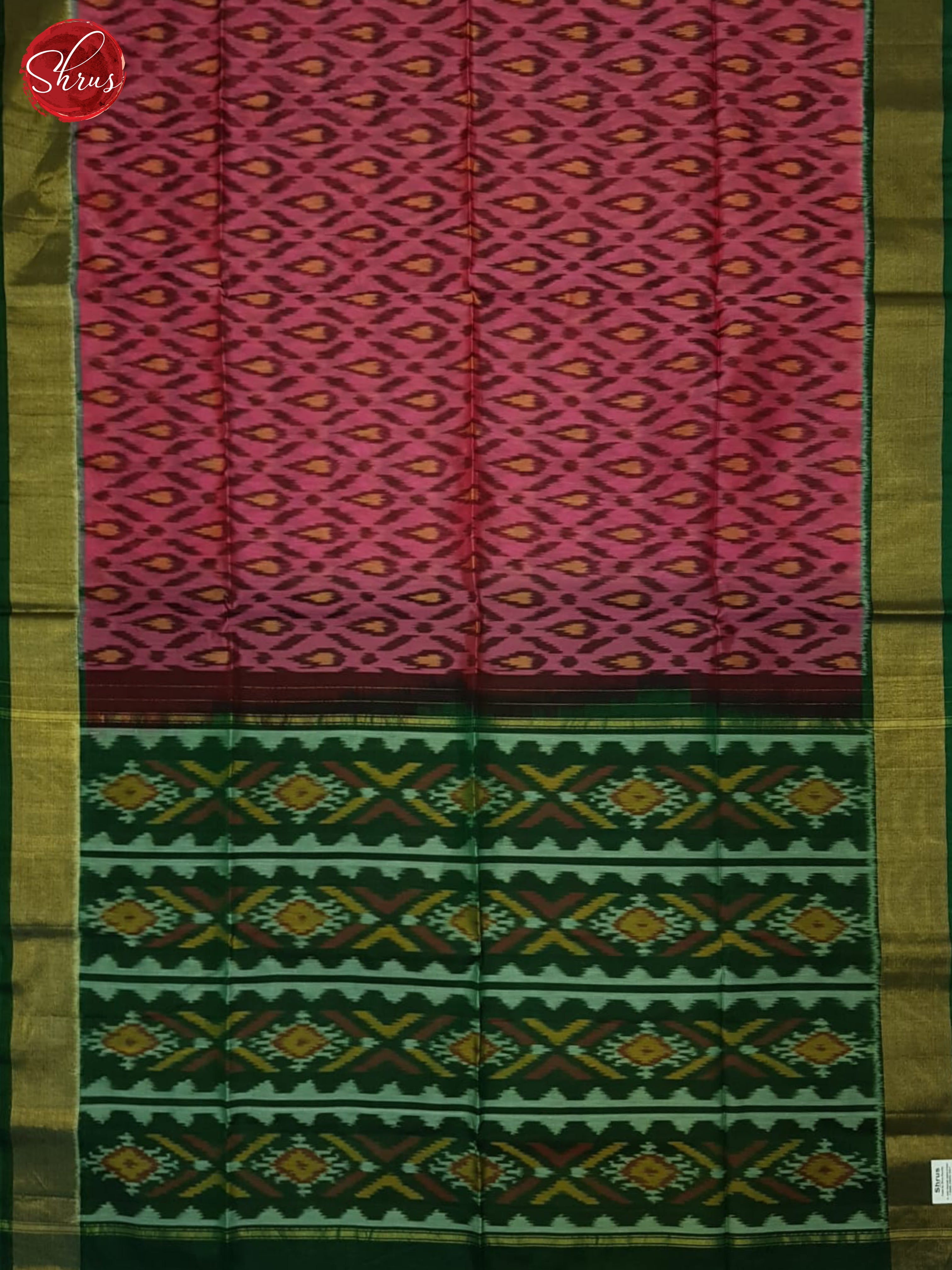 Pink And Green- Pochampally Silk Cotton Saree - Shop on ShrusEternity.com