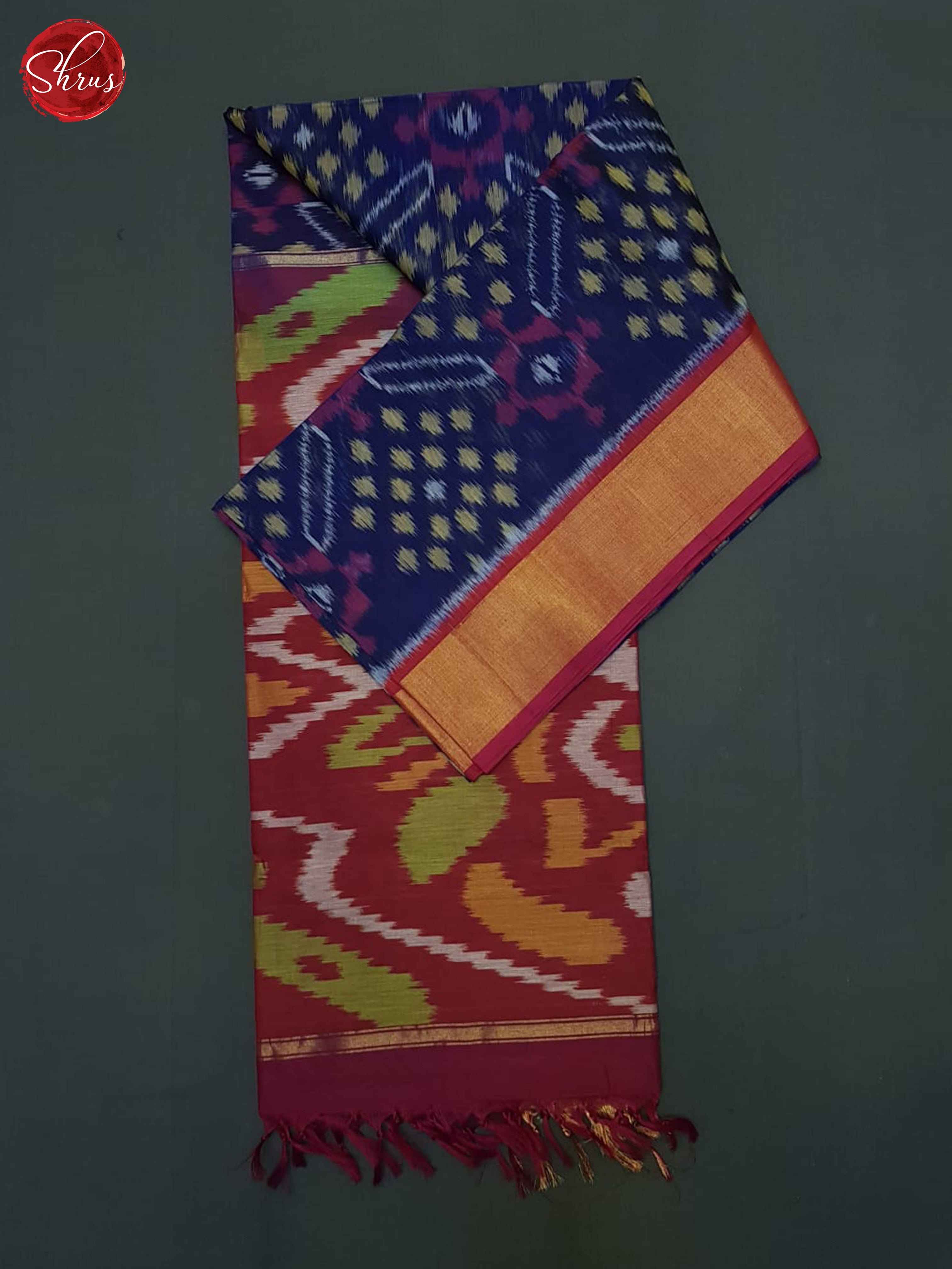 Blue And Majenta Pink- Pochampally Silk Cotton Saree - Shop on ShrusEternity.com
