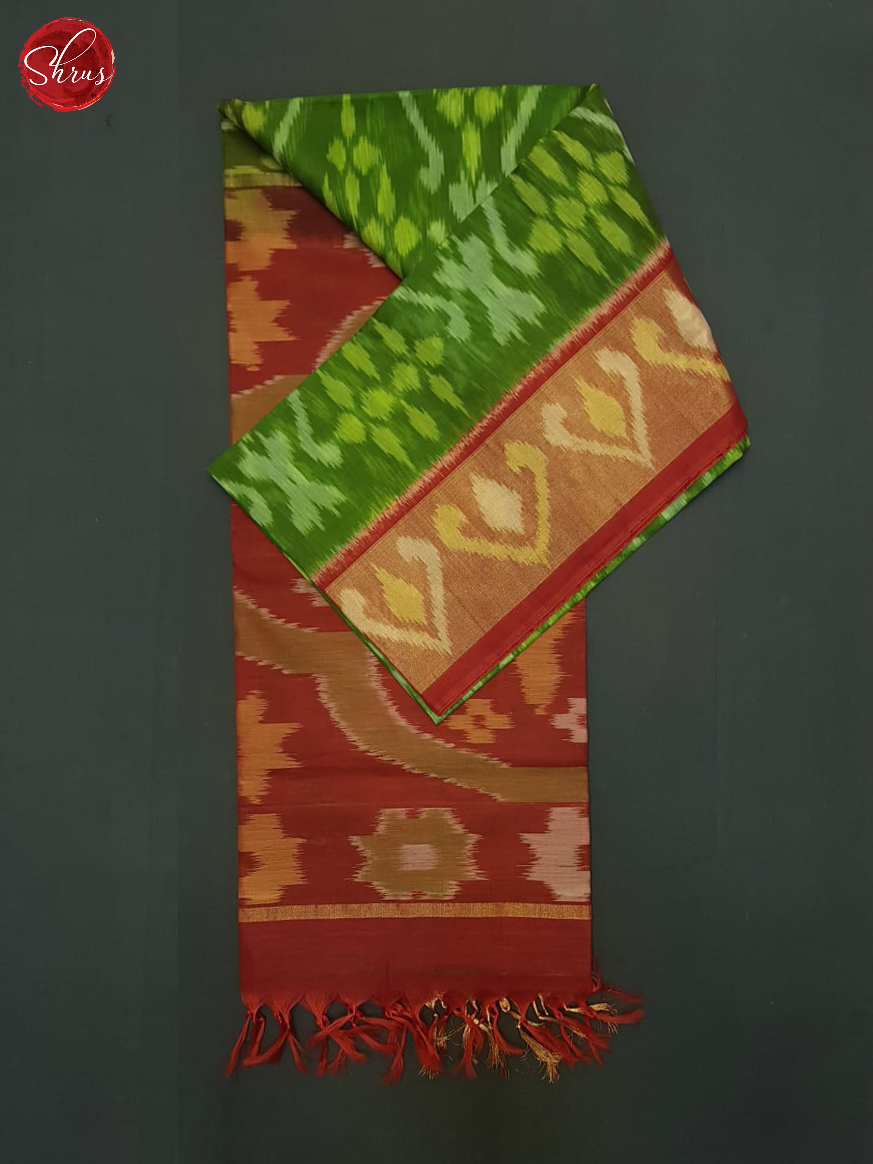 Green And Red- Pochampally Silk Cotton saree - Shop on ShrusEternity.com