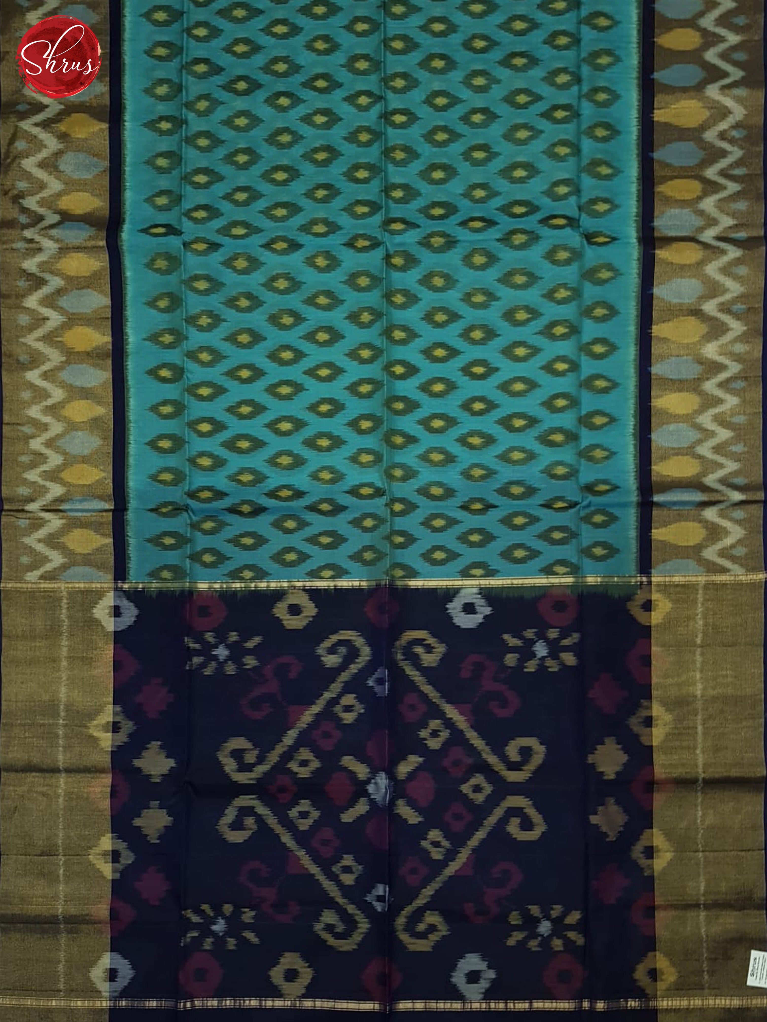 Teal & Blue - Pochampally Silk Cotton Saree - Shop on ShrusEternity.com