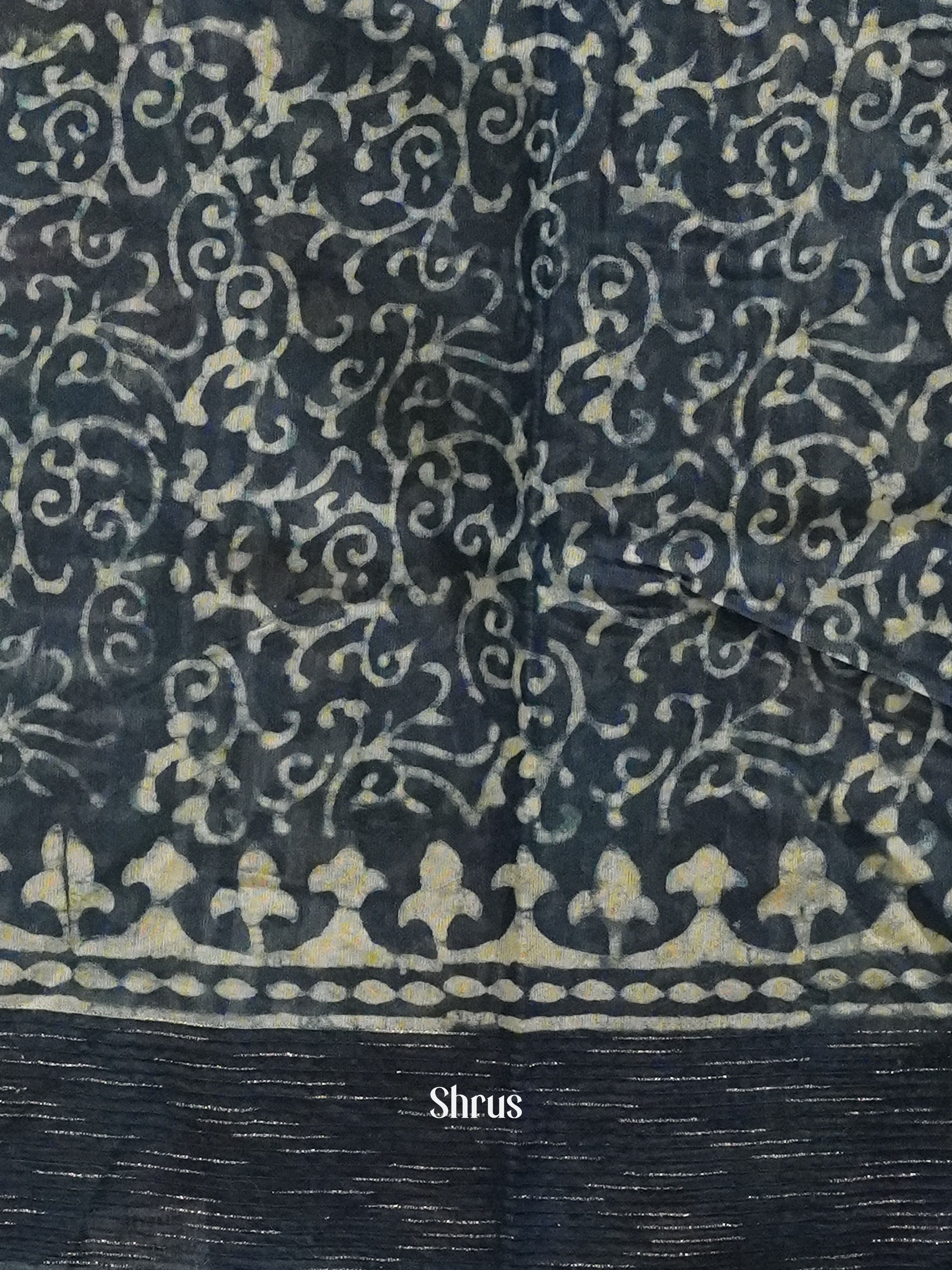 Blue  (Single Tone) - Semi Chanderi Saree